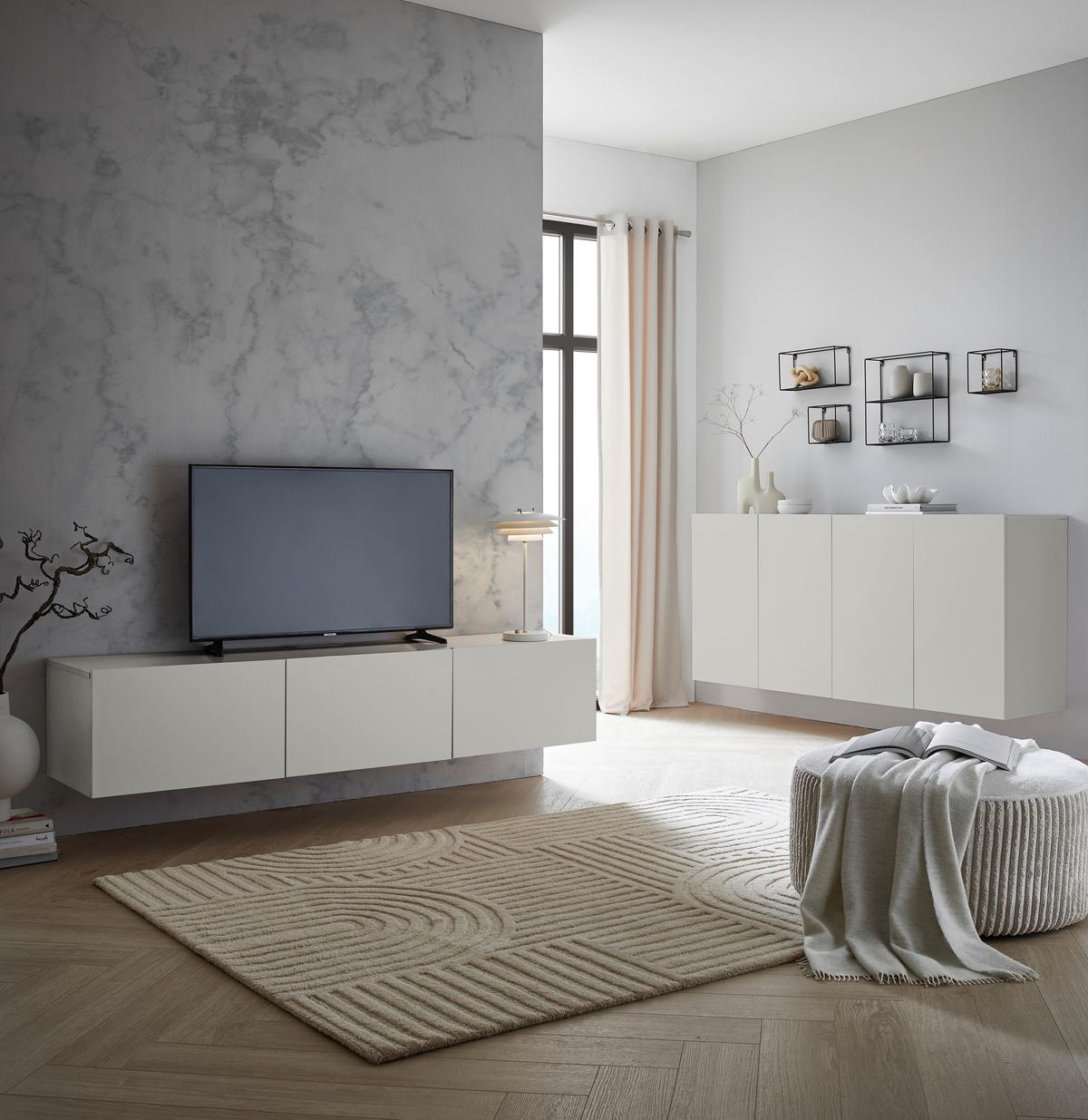 KOMODA NISKA NEWNIQ - kaszmir, Design, materiał drewnopochodny (180/36,7/42cm) - Hom`in