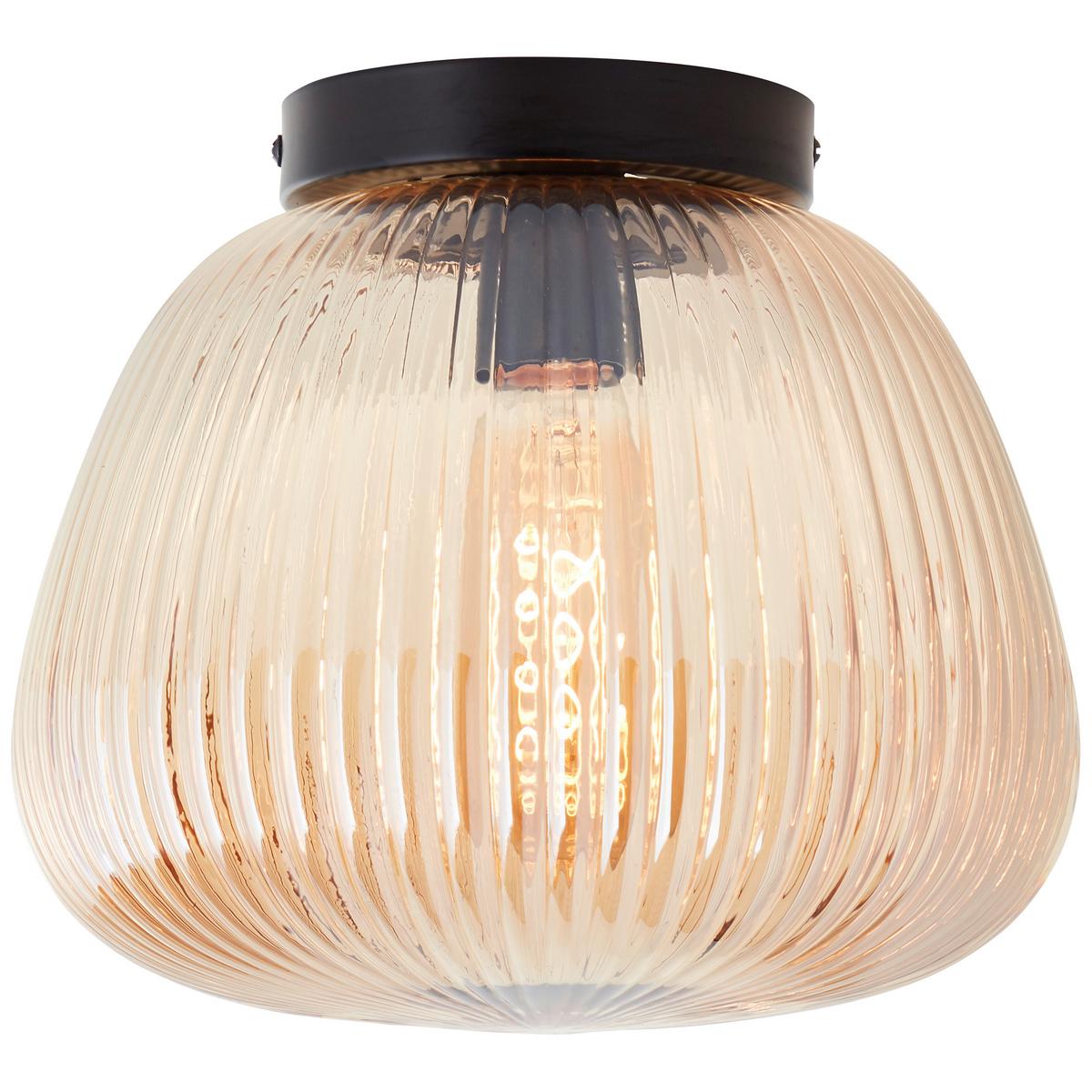 Deckenleuchte Kaizen Bernsteinfarben max. 40 Watt - Bernsteinfarben/Schwarz, Basics, Glas/Metall (25/21,8cm) - Brilliant