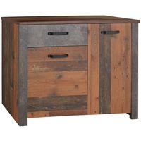 Comodă ONTARIO - gri închis/culoare lemn stejar, Modern, material pe bază de lemn (116,5/86/41,5cm) - Zandiara