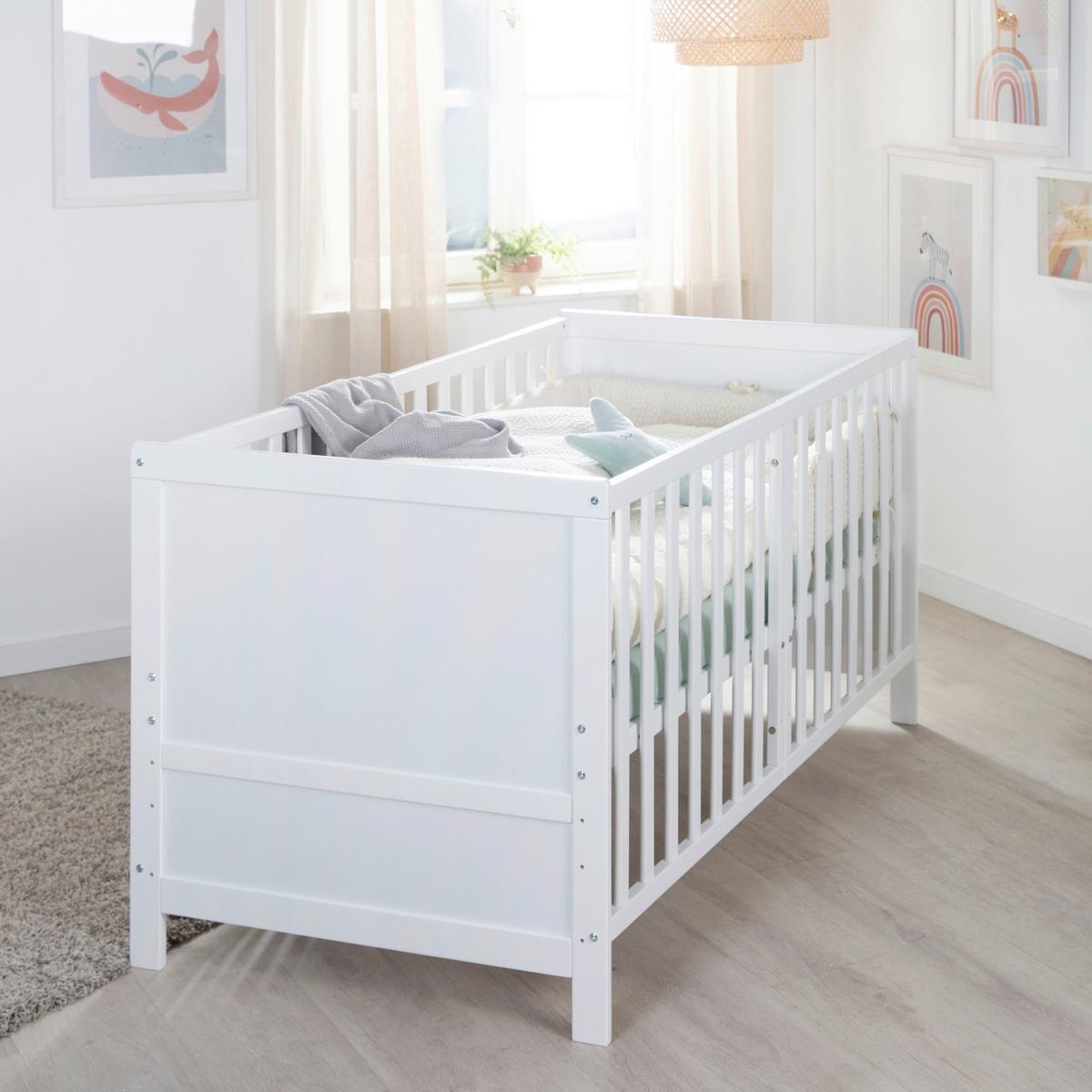 Rácsos Kiságy, Átalakítható Easy Sleep - fehér, Basics, faalapú anyag (78/78/142cm) - Roba