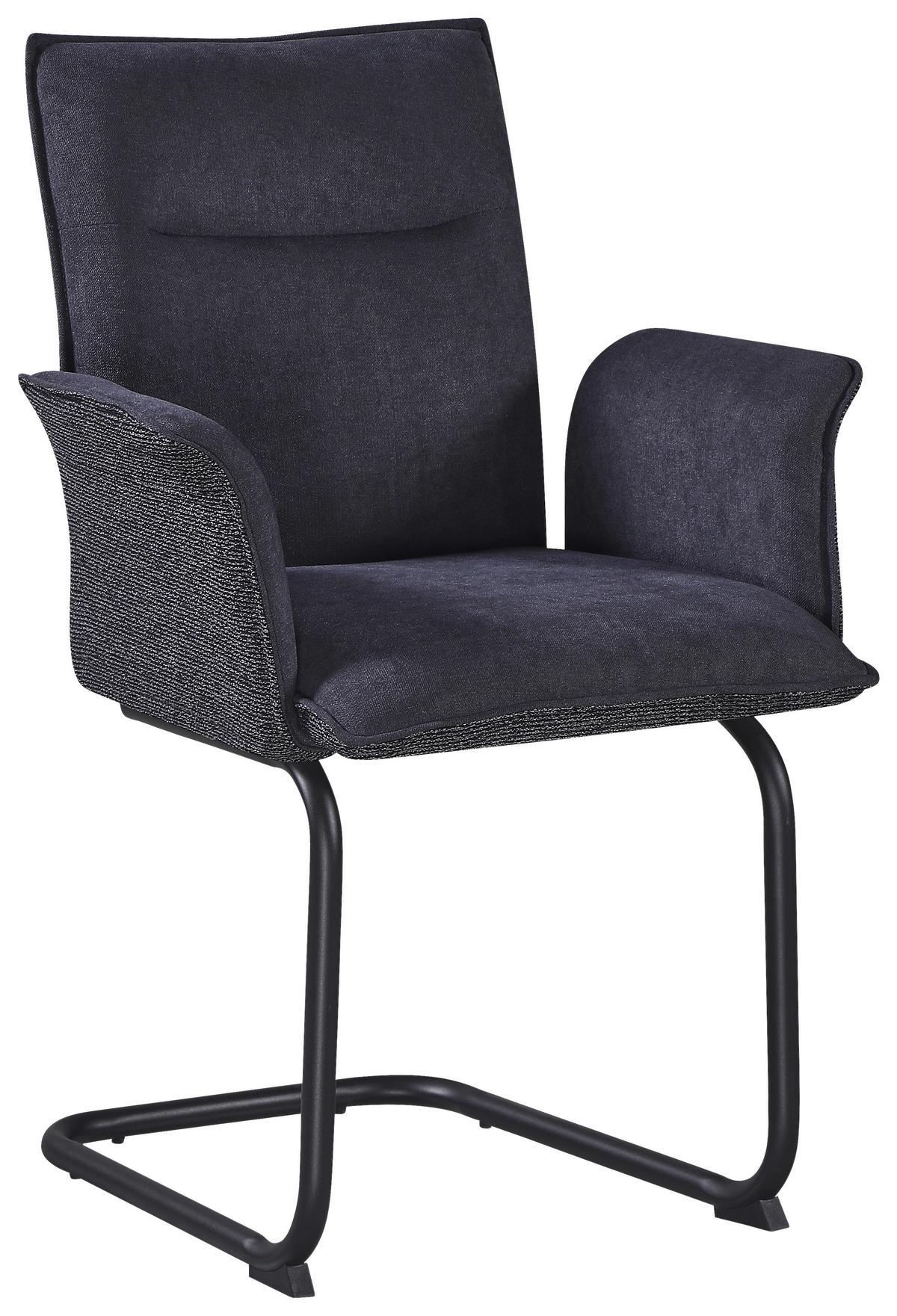 Armlehnstuhl Nova Grau - Schwarz/Grau, MODERN, Textil/Metall (63/90/61cm) - Premium Living