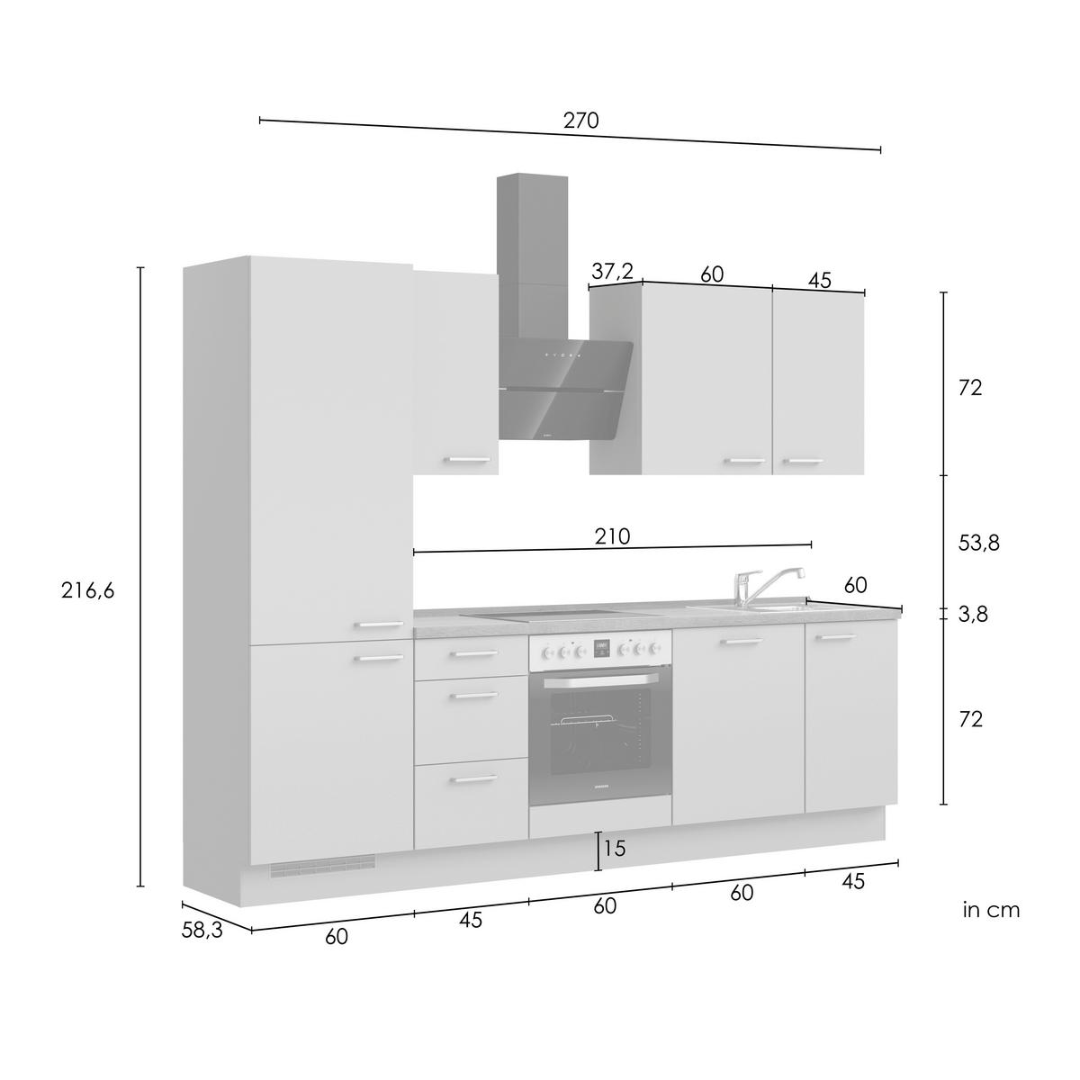 Küchenleerblock Senso High o. Geräte Olivgrün - Eichefarben/Schwarz, ROMANTIK / LANDHAUS, Holzwerkstoff/Metall (270cm) - Nobilia