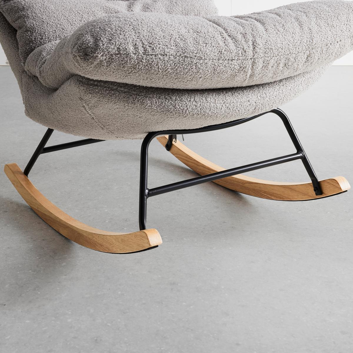 Schaukelsessel Devin Hellgrau Webstoff - Hellgrau/Naturfarben, MODERN, Holz/Textil (71/100/103cm) - Bessagi Home