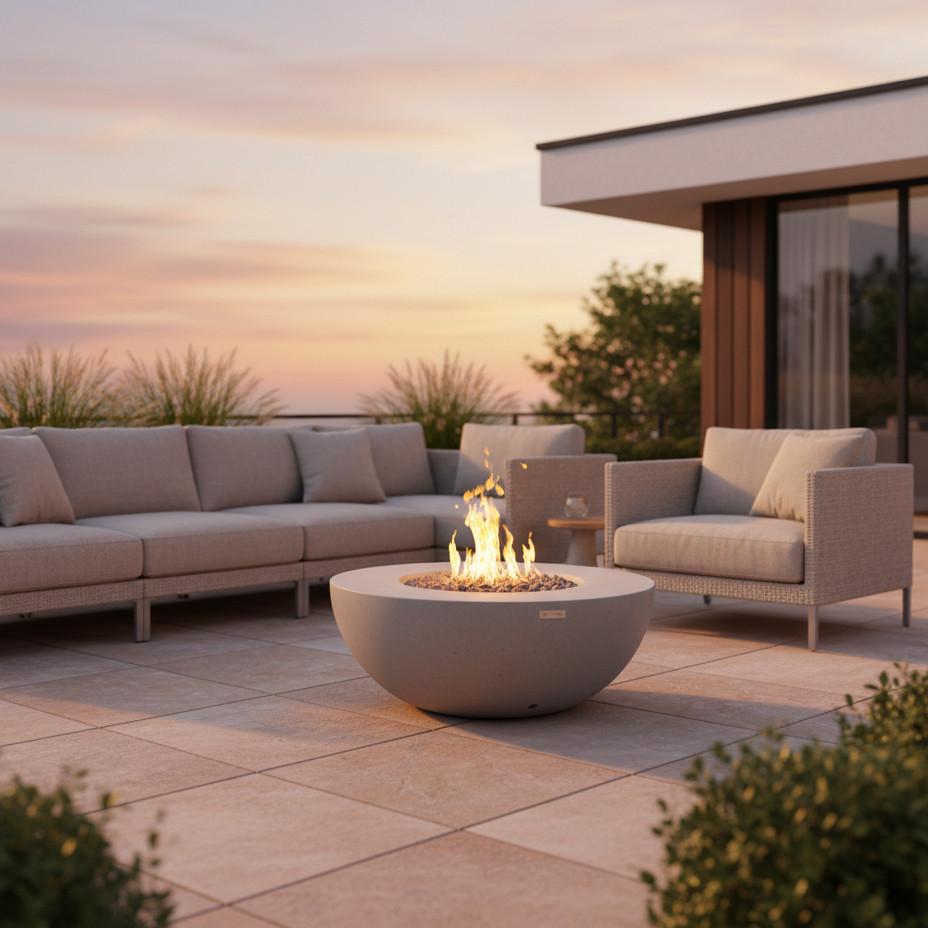 Feuerstelle Roca Hellgrau - Hellgrau, KONVENTIONELL, Stein/Metall (87/87/37cm) - Gardenson