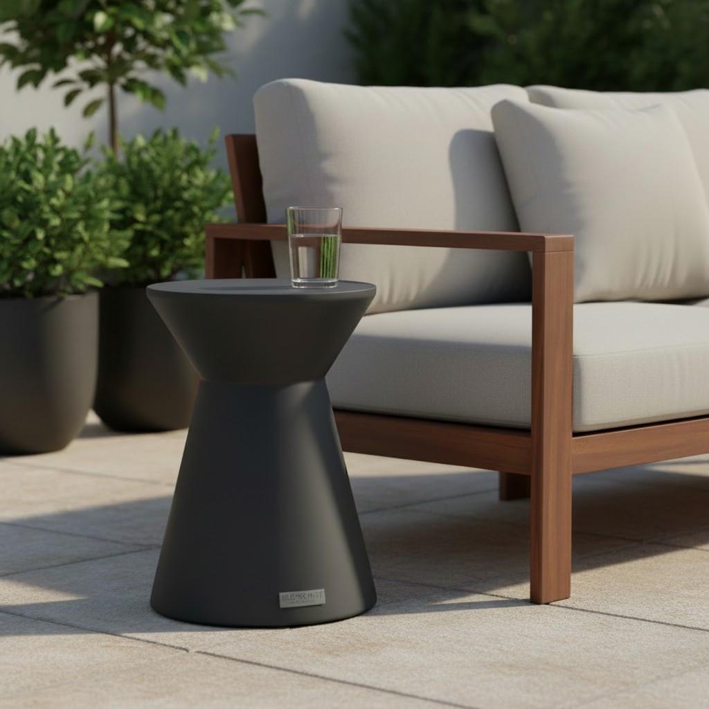 Loungetisch Rome Faserbeton Schwarz - Schwarz, KONVENTIONELL, Stein - Gardenson