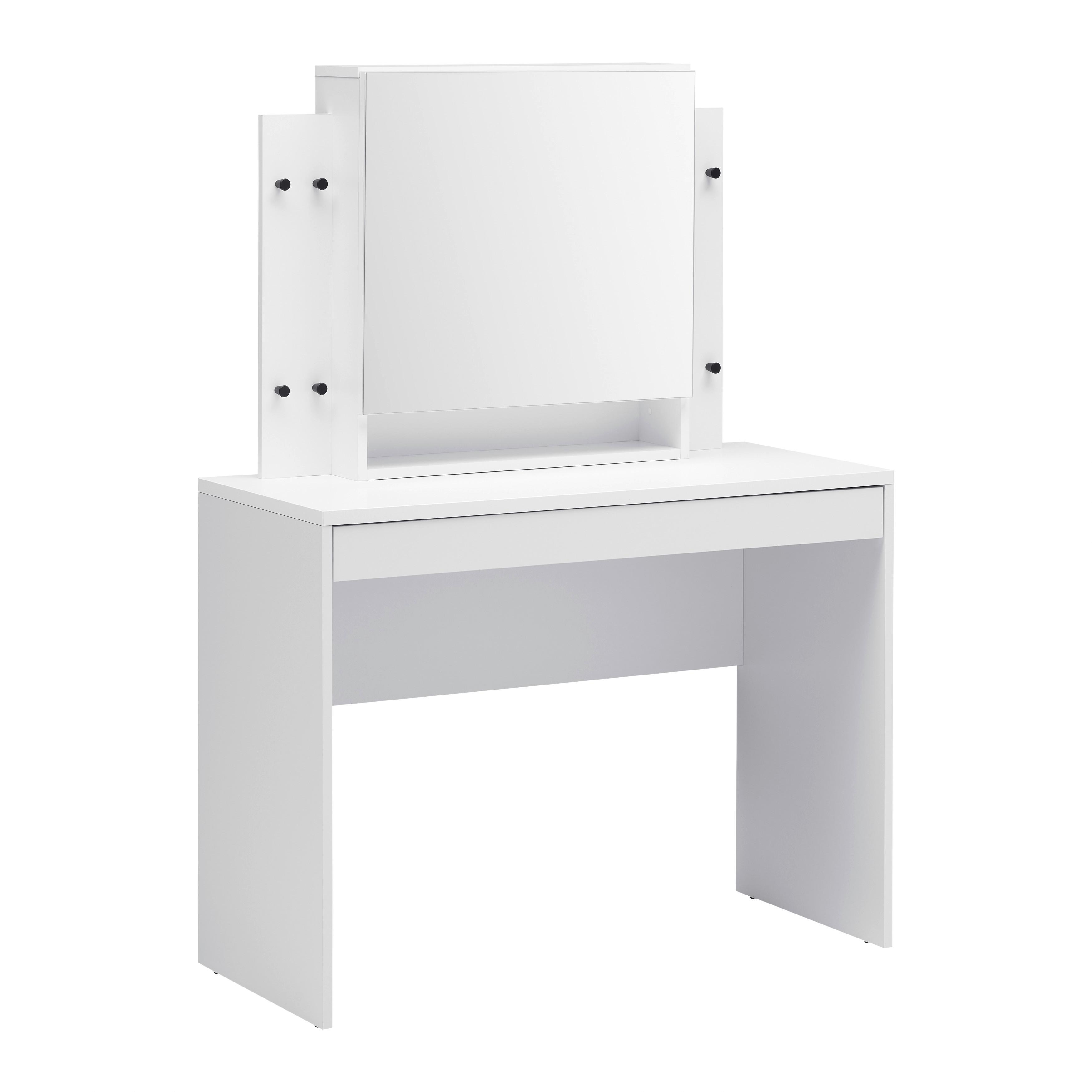 Schminktisch Eva II in Weiß - MODERN, Glas/Holzwerkstoff (100/140/45cm) - Mömax