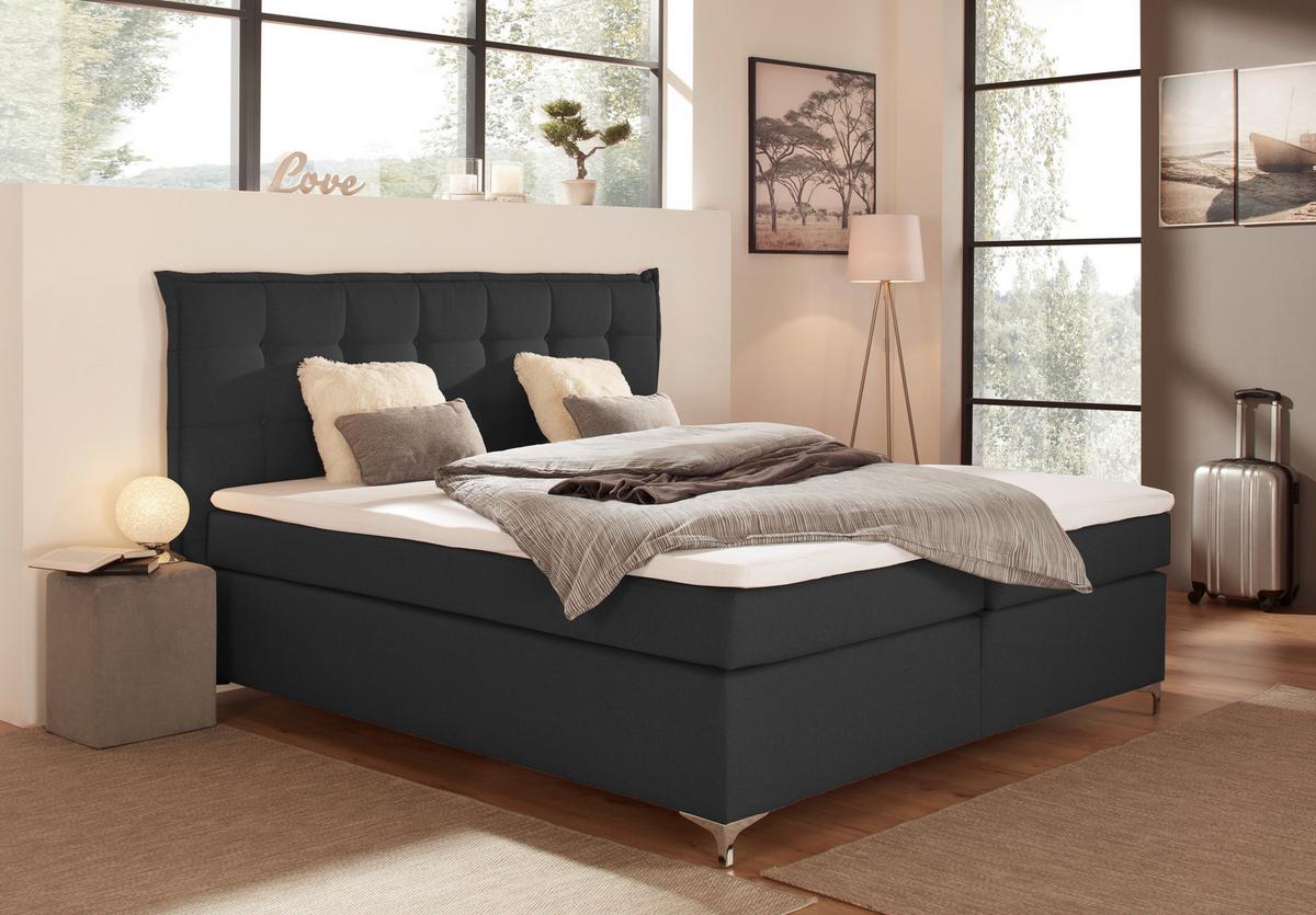 Boxspring Krevet Fabio - antracit, Moderno, tekstil/metal (180/200cm)
