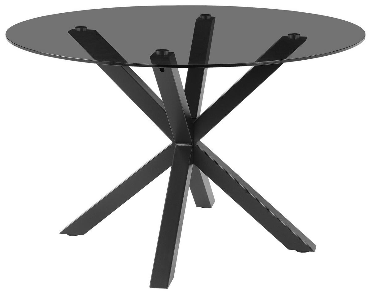 Jedilna Miza Nara, Črna, Ø 119 - siva/črna, Moderno, kovina/steklo (119/75,5cm) - P & B