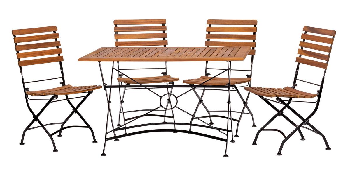 Vrtni Set Lindau, 5-Delni Set - antracit/barve akacije, Basics, kovina/les (120/75/80cm) - Gardenson