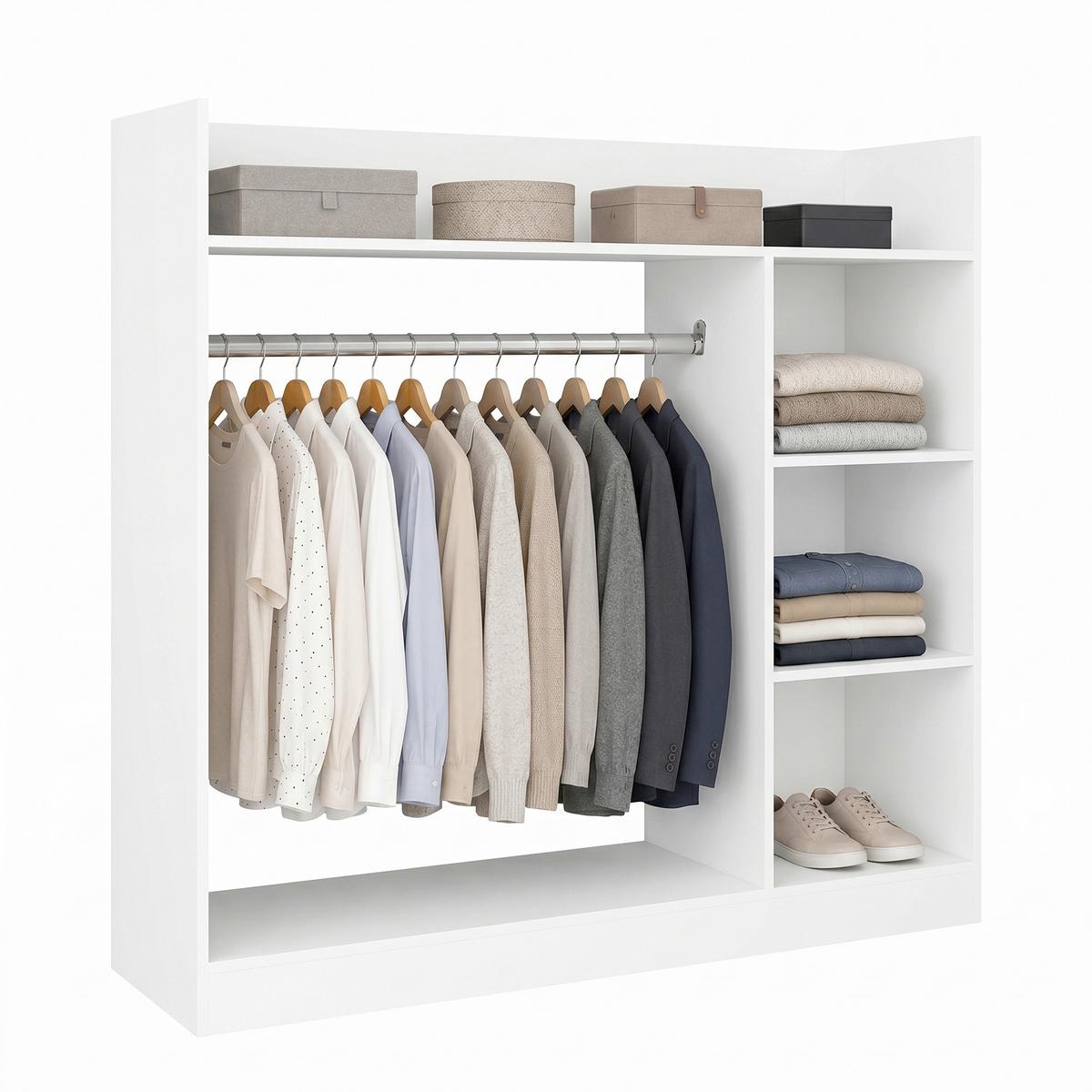 Offener Kleiderschrank Palosa "l" - Weiss, Modern, Holzwerkstoff/Metall (124/120/35cm) - Livetastic