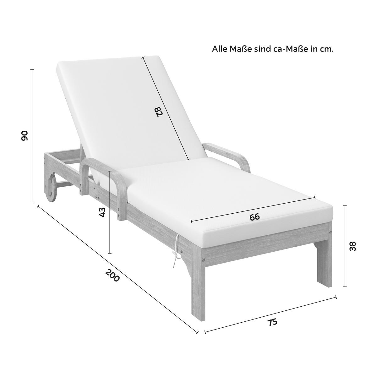Ležaljka Elja - siva/boje bagrema, Moderno, drvo/tekstil (200/90/75cm) - Bessagi Garden