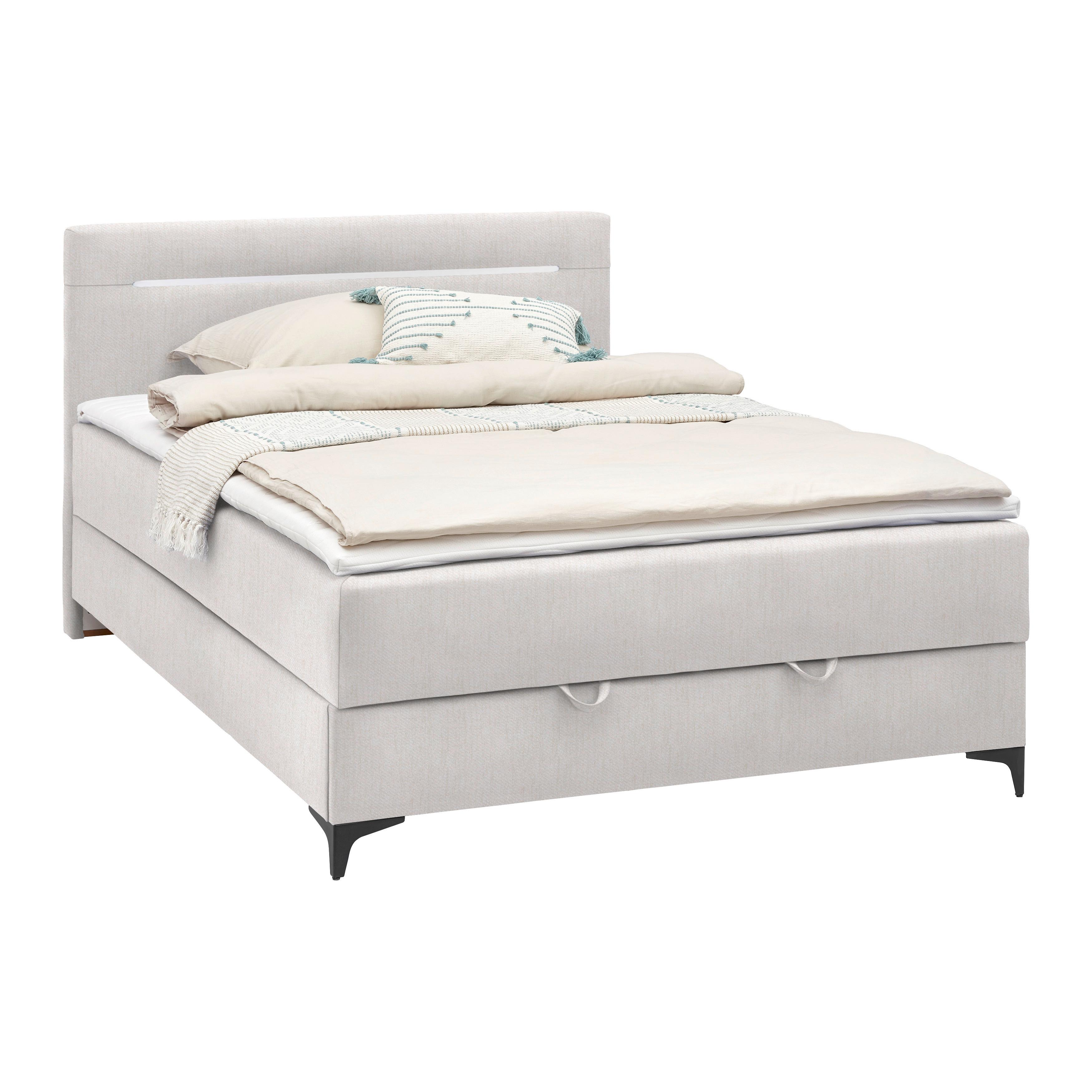Boxbett Jerry in Ecru ca. 120x200cm - Ecru/Schwarz, KONVENTIONELL, Textil (120/200cm) - Mömax