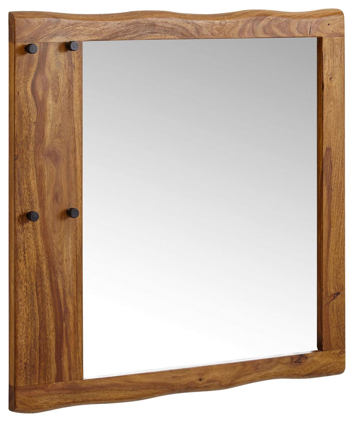 Stensko Ogledalo Wohnling - barve indijskega rožnega lesa, Moderno, steklo/les (80/80/3cm) - MID.YOU