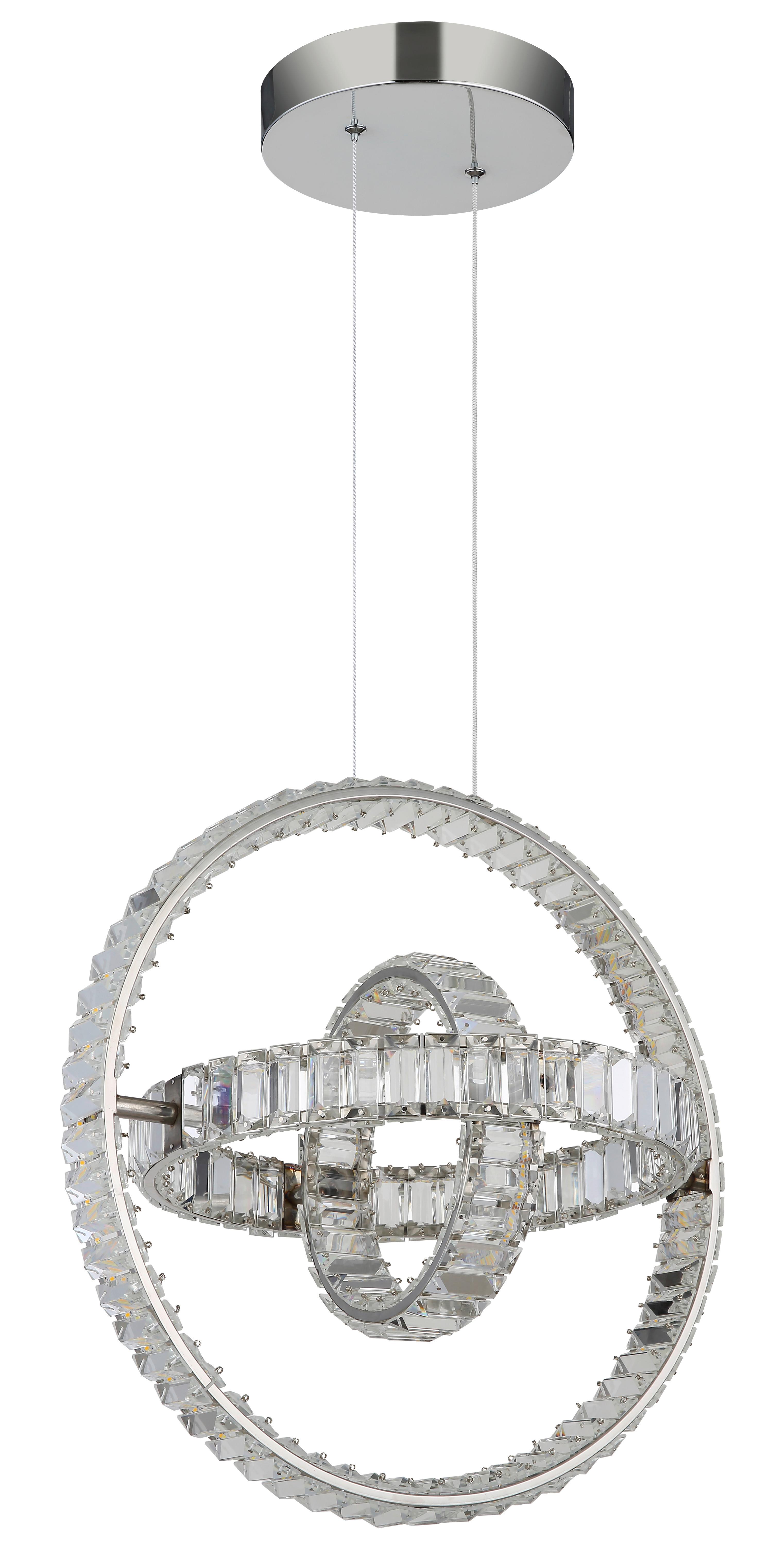 LED-HÄNGELEUCHTE 67339-115C NEIL - Klar/Chromfarben, Design, Glas/Metall (50/40/120cm) - Globo