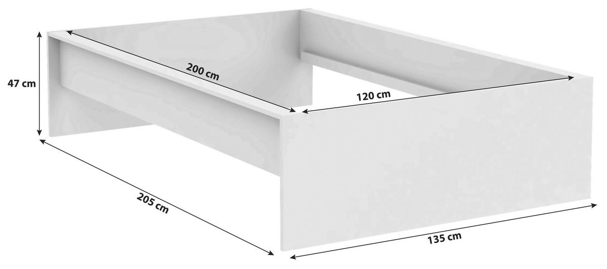 Bettrahmen Unit 120 in Weiss - Weiss, Konventionell, Holzwerkstoff (120/200cm) - Based