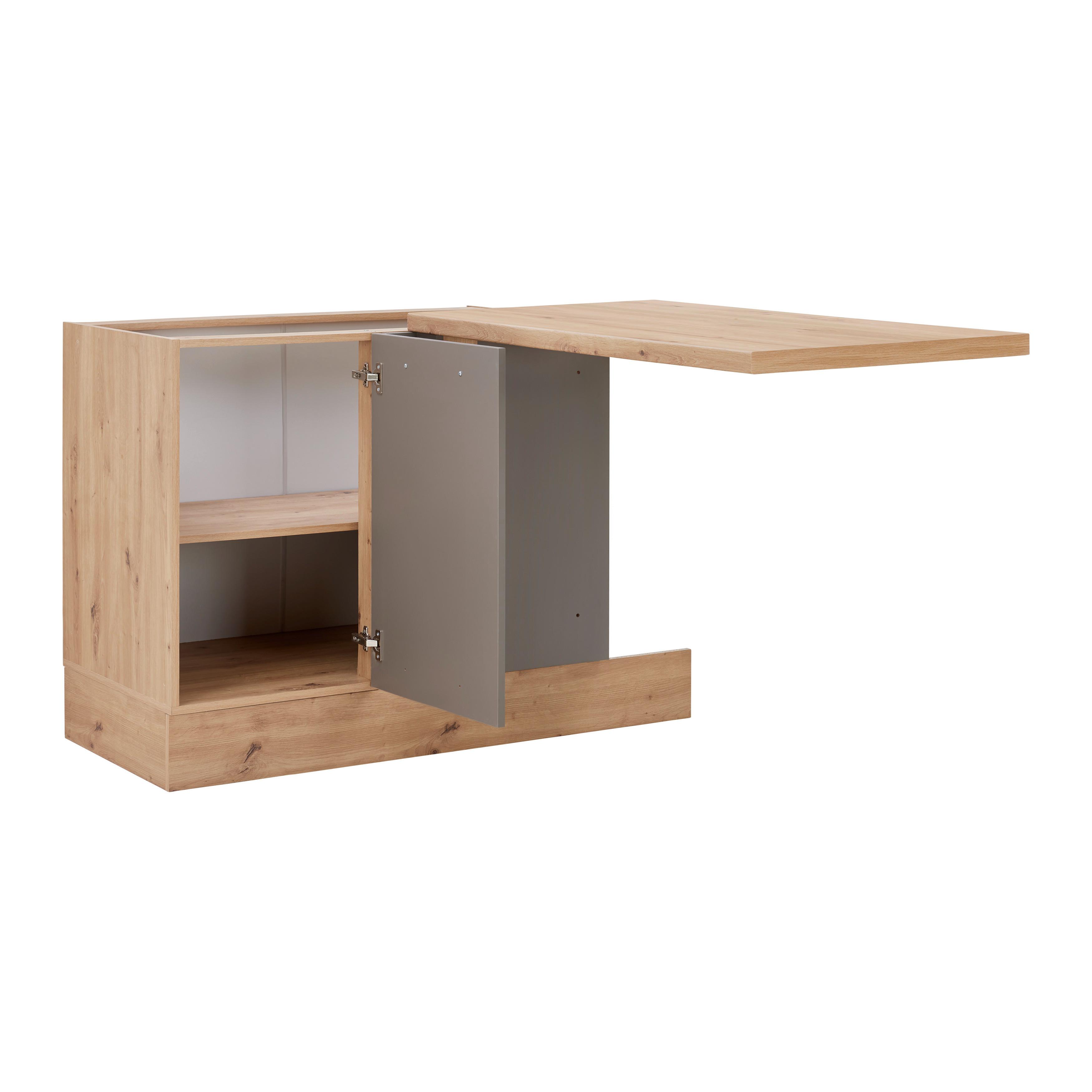 Alsó Sarokszekrény Linz Ue110 - fekete/Artisan tölgy, Modern, faalapú anyag/fém (112/90/60cm)