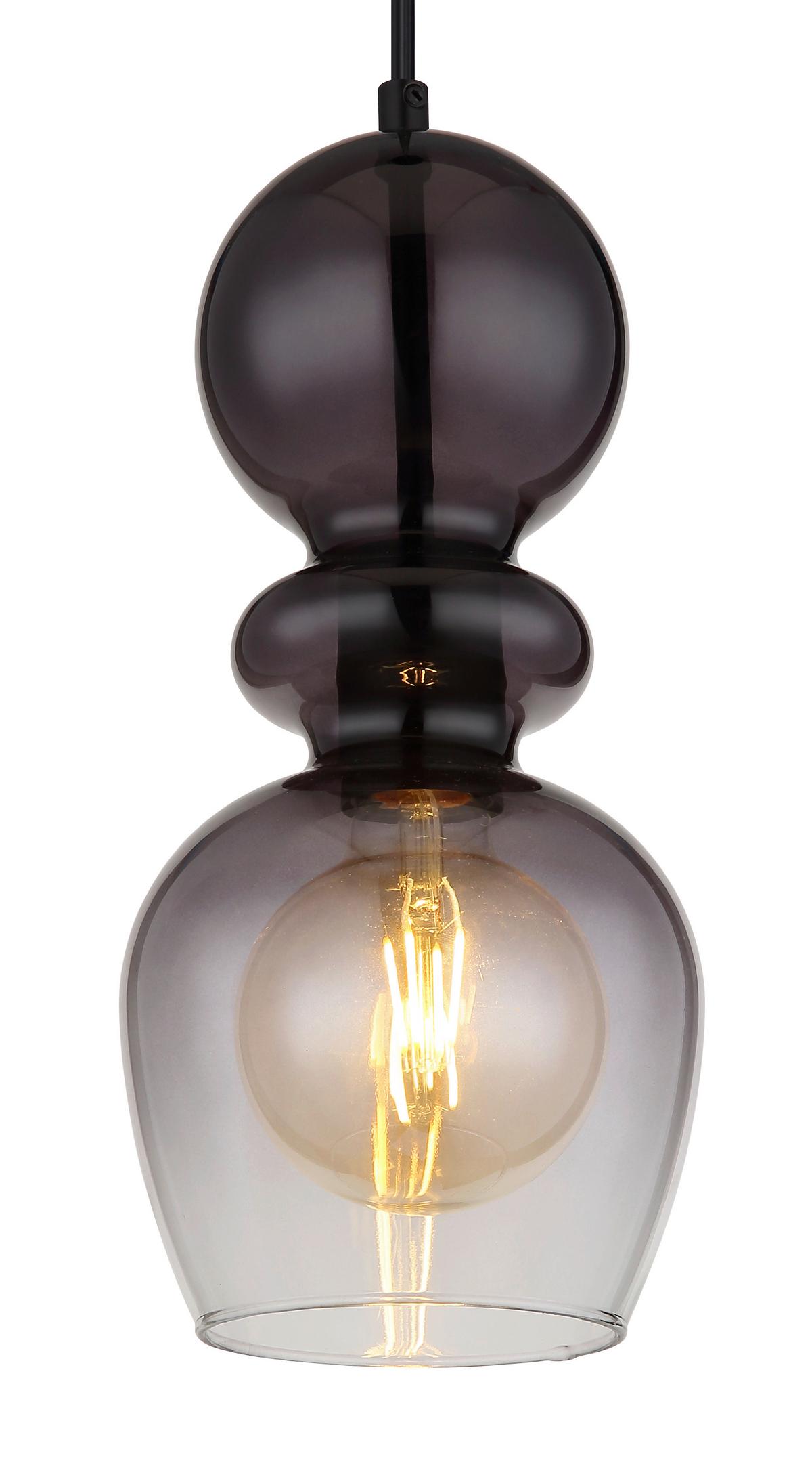 HÄNGELEUCHTE 15174H CLARITY - Klar/Schwarz, Basics, Glas/Kunststoff (15/150cm) - Globo