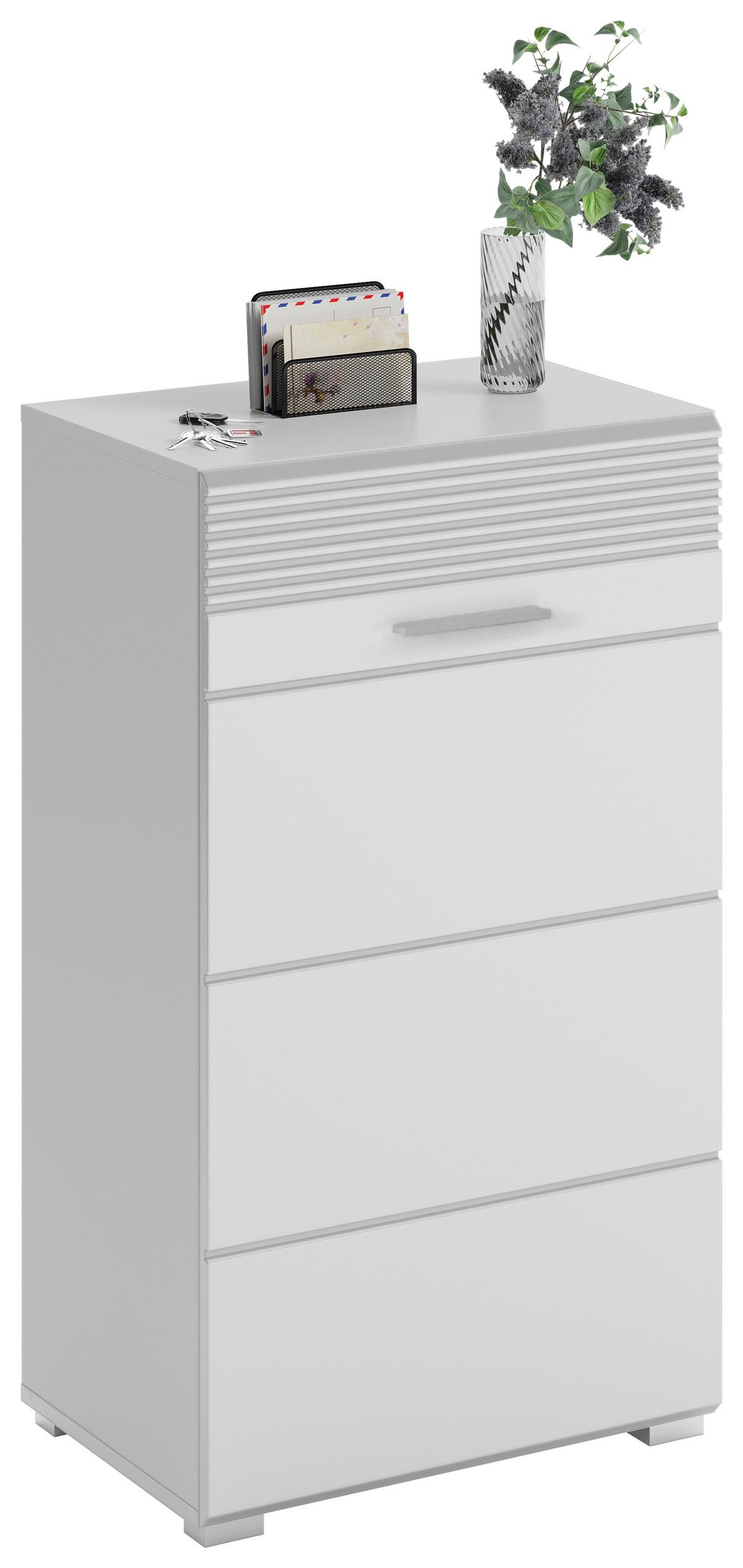 Omara Za Čevlje Linus, Bela - srebrne barve/bela, Design, umetna masa/leseni material (55/96/37cm) - Carryhome