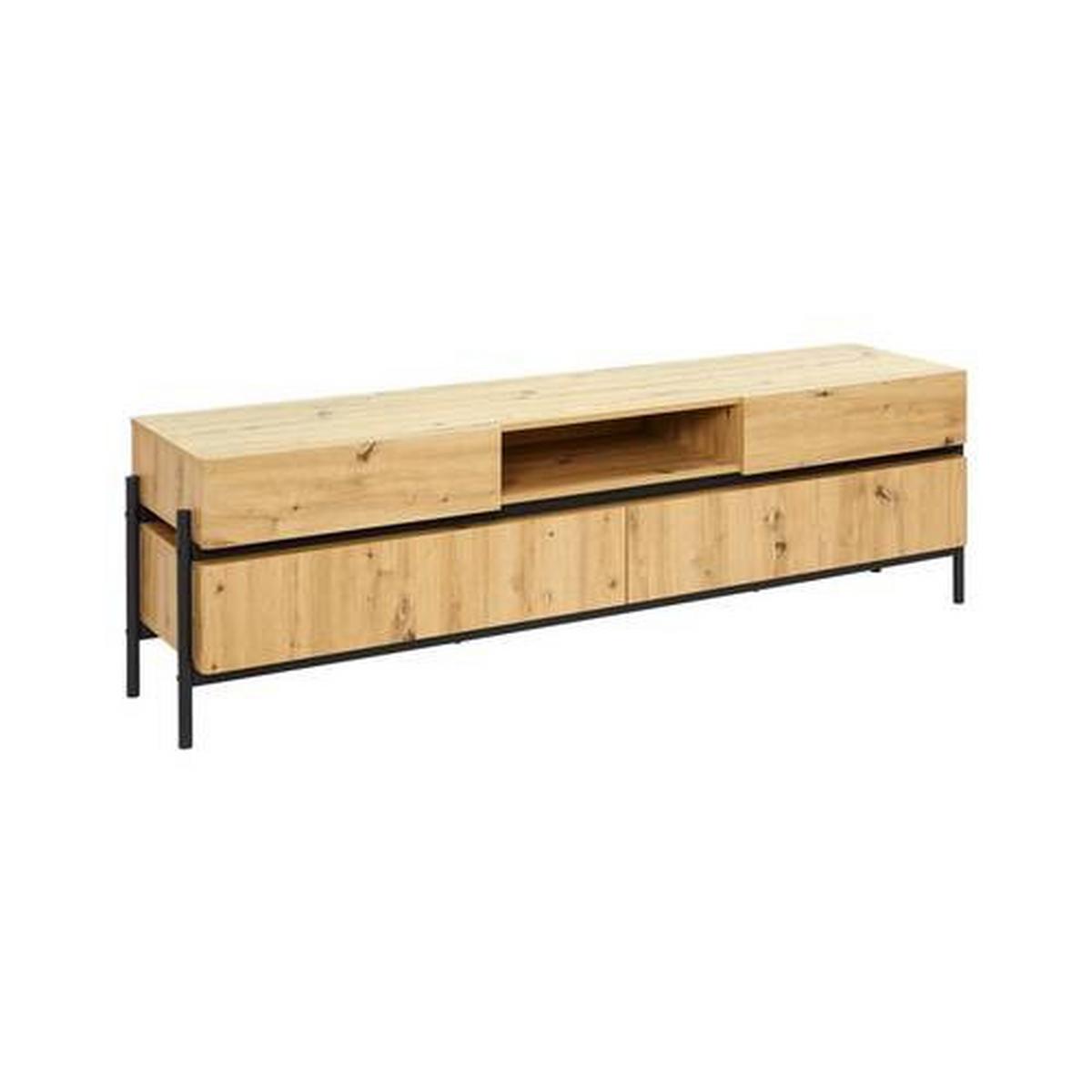 Tv Element Jasmina, Barva Hrasta - črna/barve hrasta, Moderno, kovina/les (175/54/41,5cm) - Bessagi Home