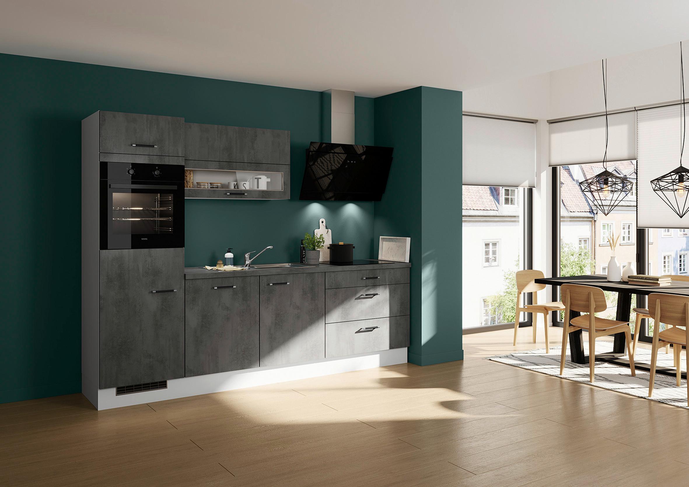 Küchenblock IBZ ohne Geräte ca. 270 cm Grau - Edelstahlfarben/Hellgrau, Design, Holzwerkstoff (270cm) - Impuls