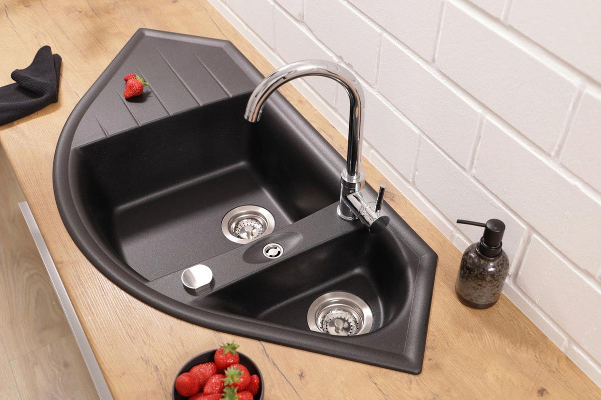 Pomivalno Korito Arlington, 110x52cm - črna, Basics, kamen (110,5/19,5/52cm) - Respekta