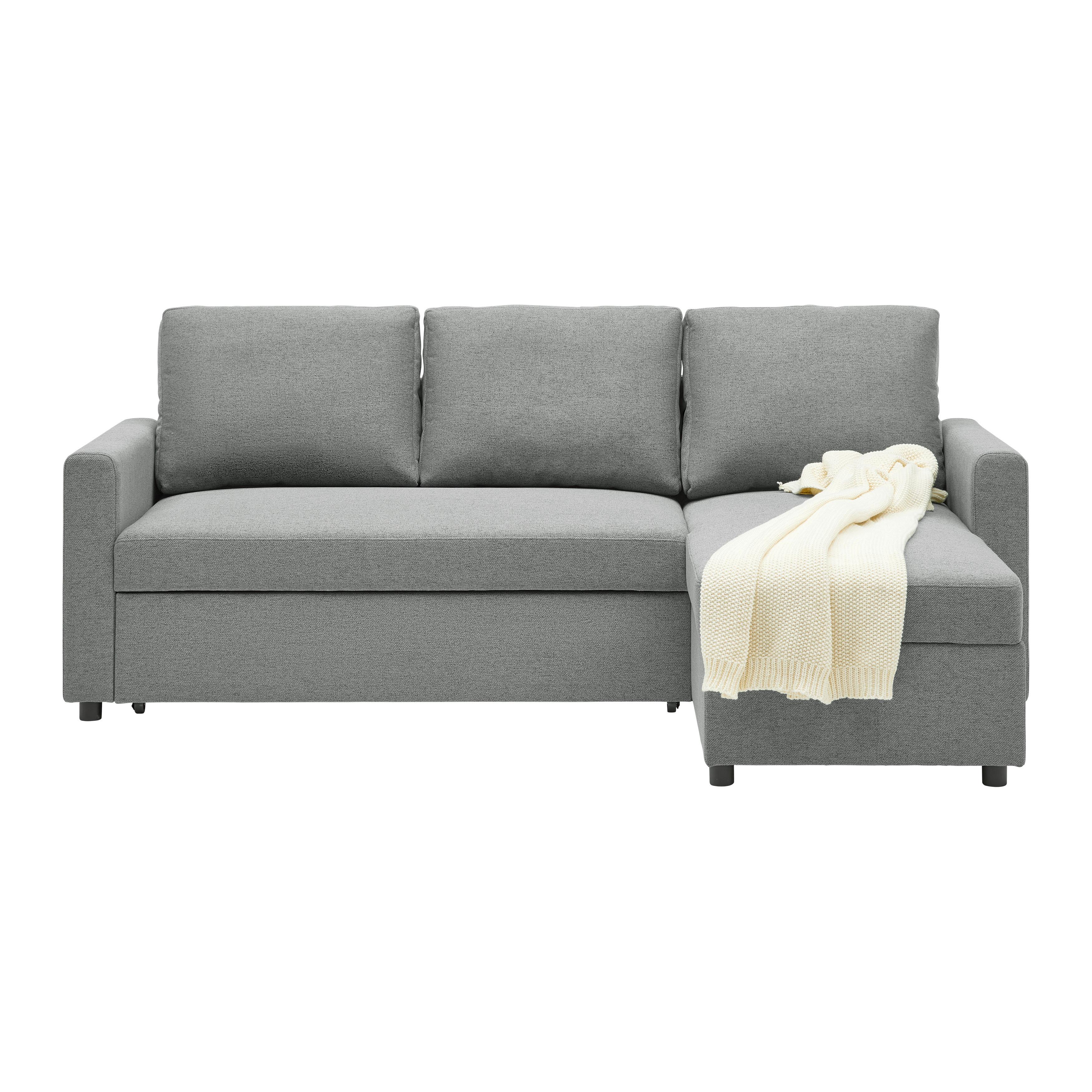 Wohnlandschaft Victoria Grau - Hellgrau/Schwarz, MODERN, Holz/Holzwerkstoff (215/82/145cm) - Based