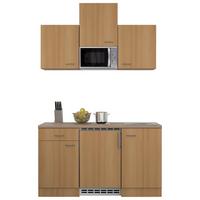 Majhna Kuhinja Z Aparati Nano, Barva Bukve - barve nerjavečega jekla/barve bukve, Moderno, umetna masa/leseni material (150cm) - FlexWell