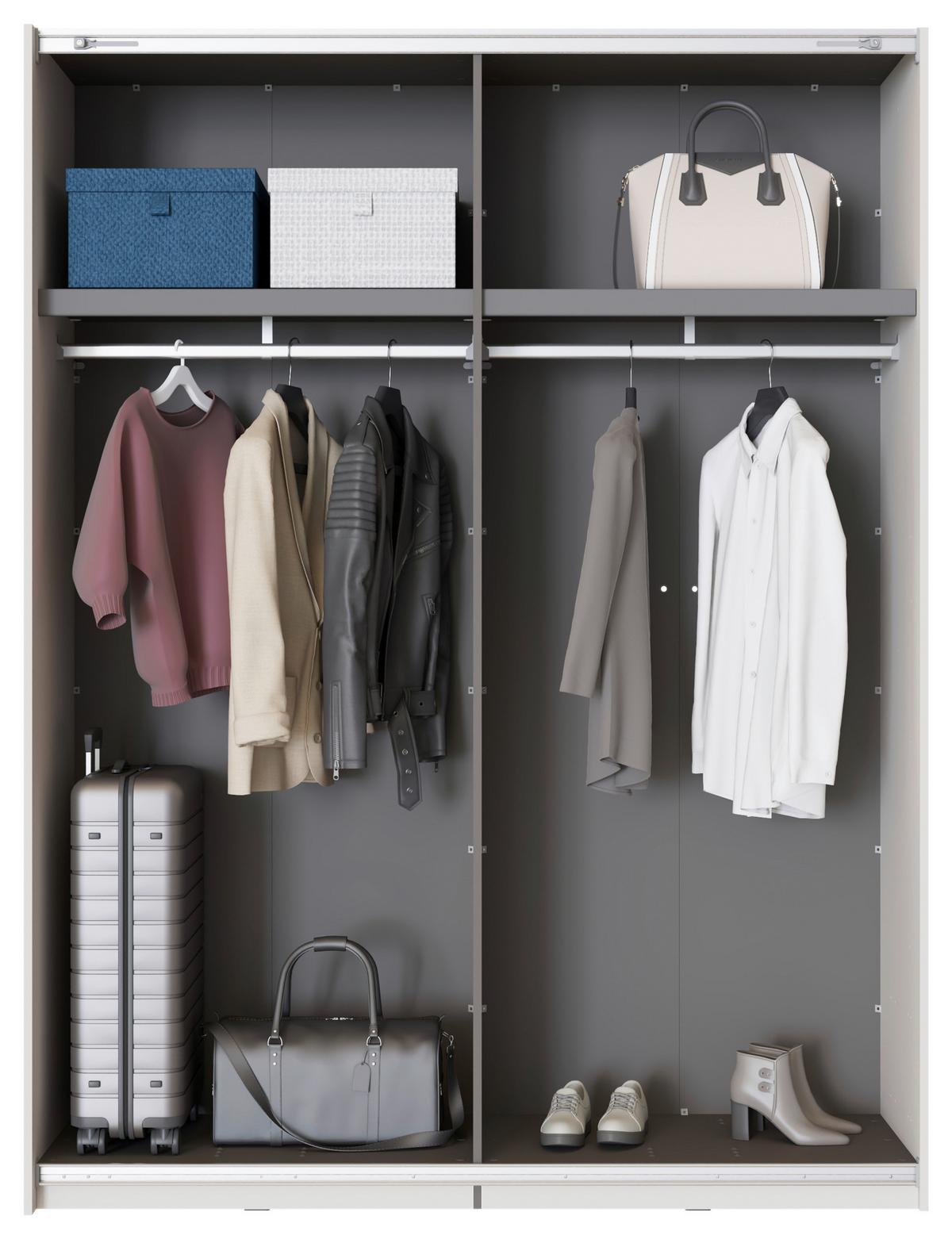 Schwebetürenschrank Gard Kaschmirfarben - Kaschmir/Schwarz, KONVENTIONELL, Holzwerkstoff/Metall (146/217/61cm) - Based