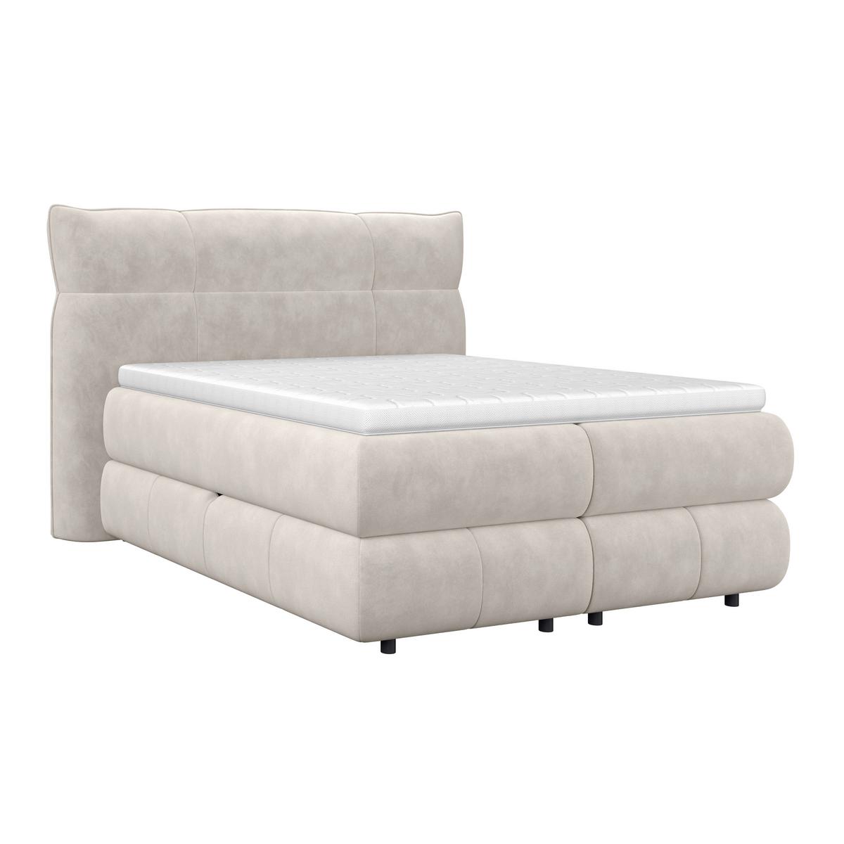 Boxspring Krevet Carmelo - bež/crna, Trend, tekstil/plastika (140/200cm) - Premium Living