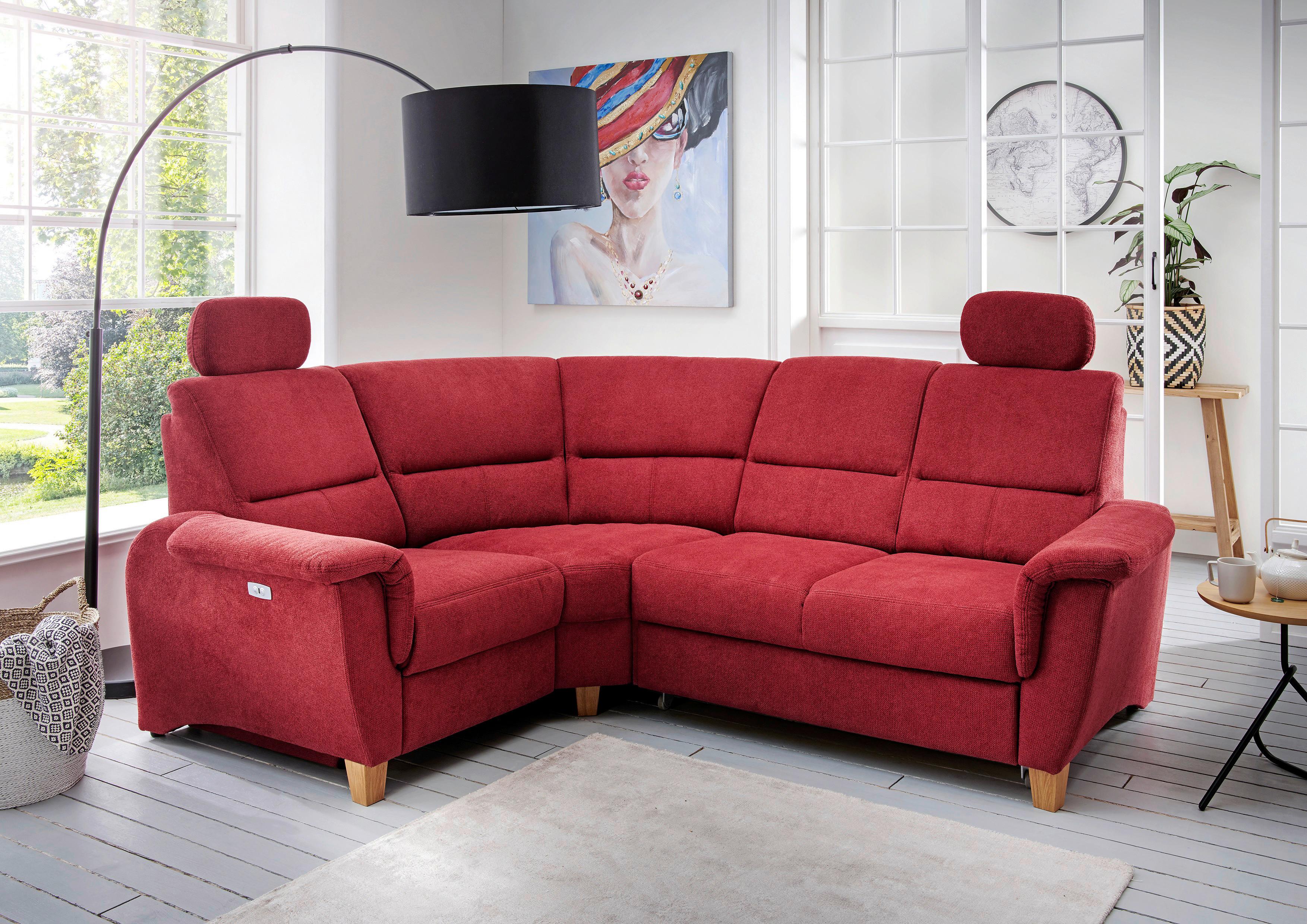 Wohnlandschaft Parole Rot Struktur - Wildeiche/Rot, KONVENTIONELL, Holz/Textil (186/237cm) - Livetastic