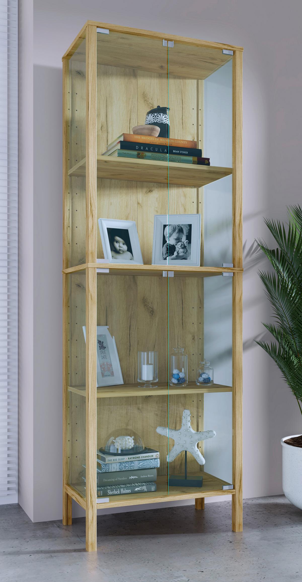Vitrine Jensol Honigeiche/Klar - Honigeiche/Klar, Design, Glas/Holzwerkstoff (60/178/35cm) - Livetastic