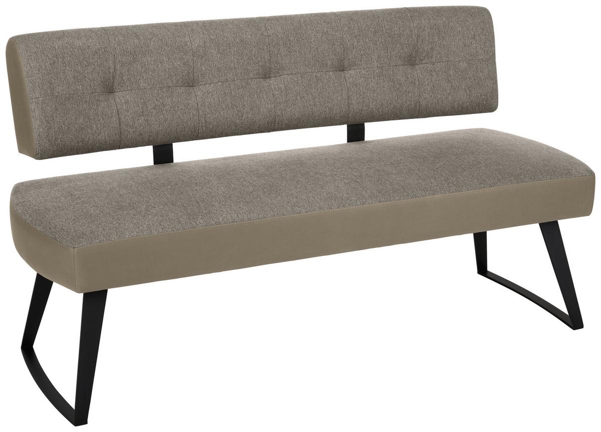 Sitzbank Storm in Taupe ca. 160cm - Taupe/Schwarz, MODERN, Textil/Metall (160cm) - Premium Living