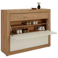Schuhschrank in Weiß/Eichefarben - Chromfarben/Eichefarben, KONVENTIONELL, Holzwerkstoff/Kunststoff (120/100/36cm) - Mömax