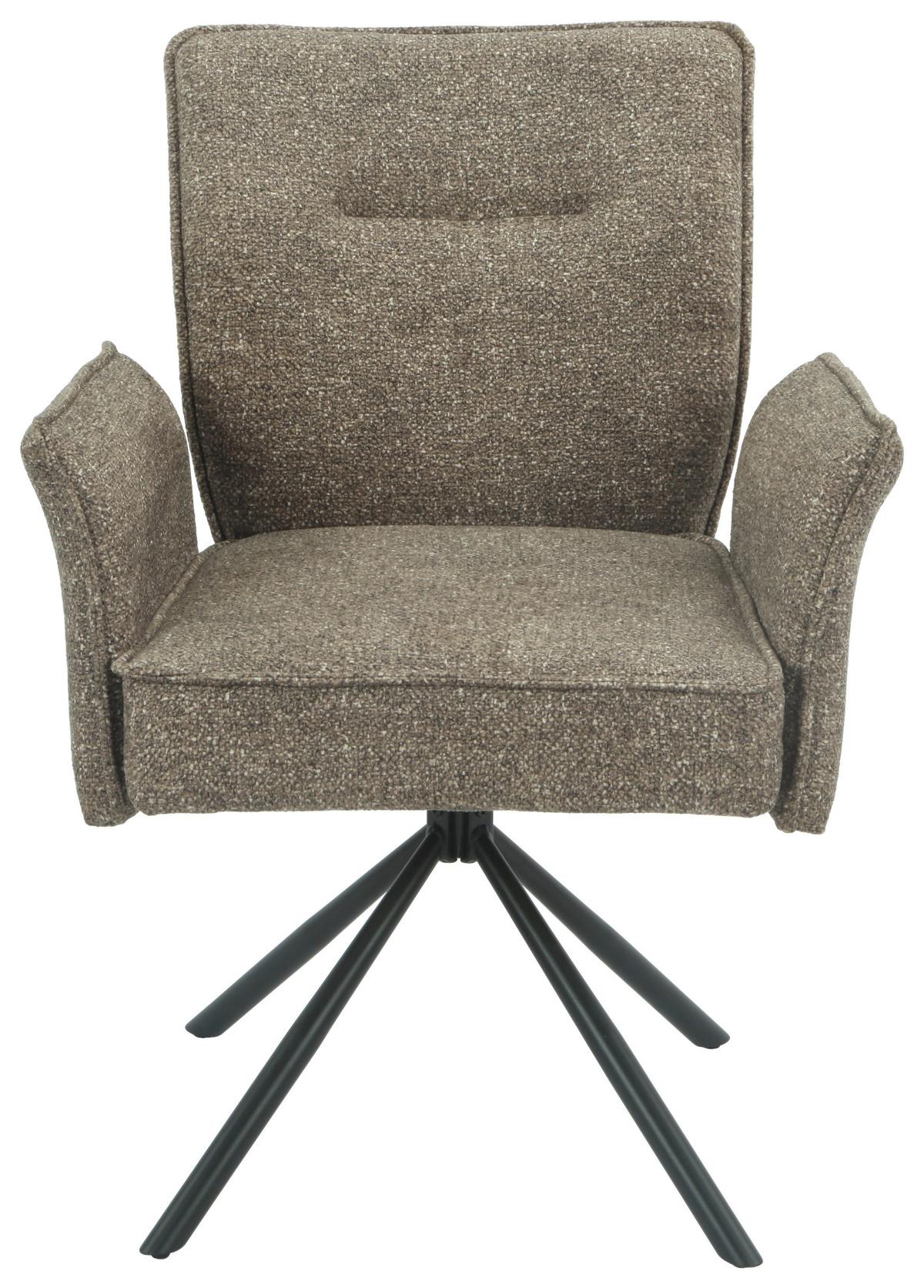 Armlehnstuhl Ellen Giga S Braun - Schwarz/Braun, MODERN, Textil/Metall (65.5/90/60cm) - Premium Living