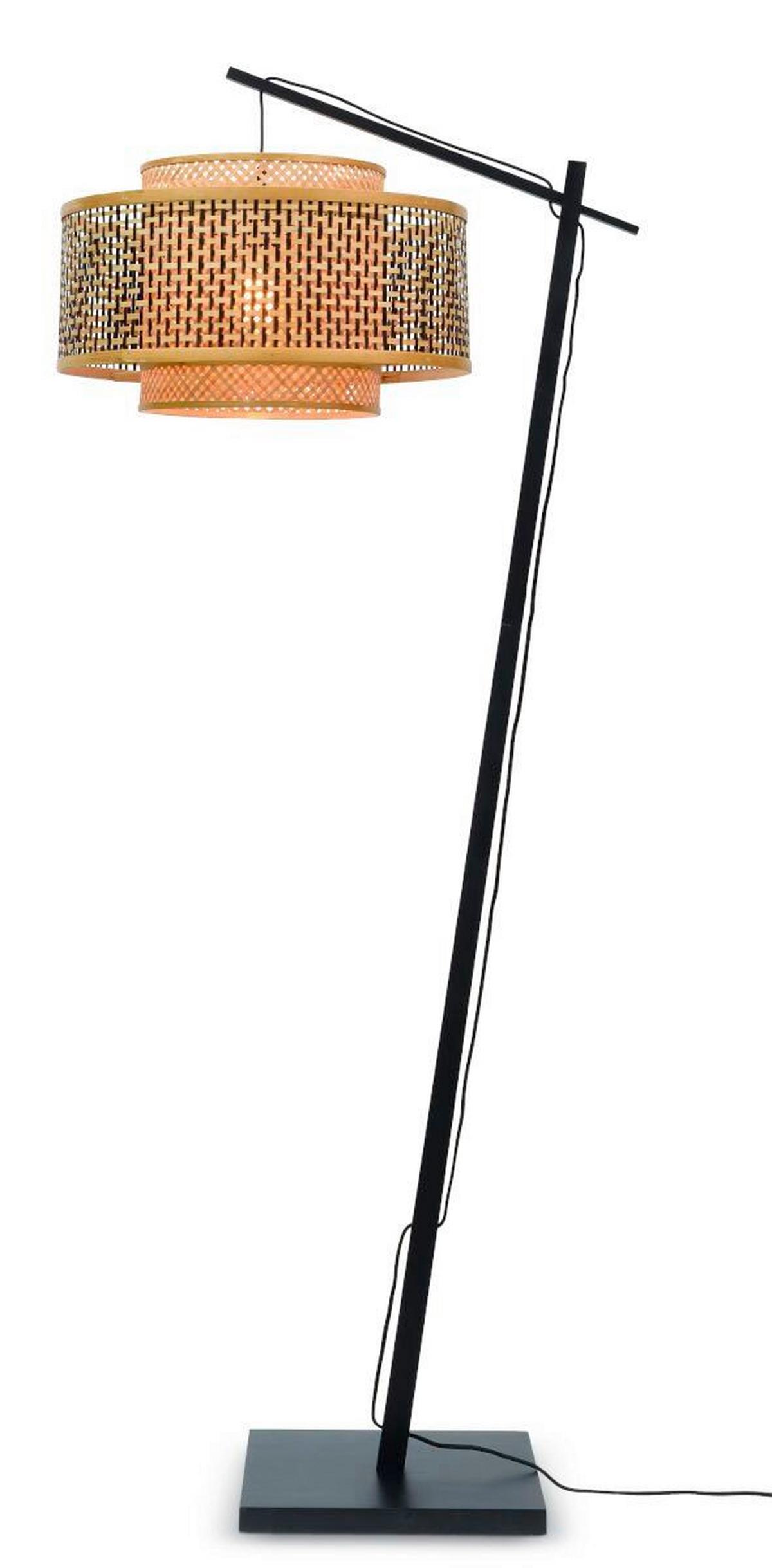 Stoječa Svetilka Bhutan, Črna, Bambus - črna/naravne barve, Trend, les (176/30/75cm) - Good & Mojo