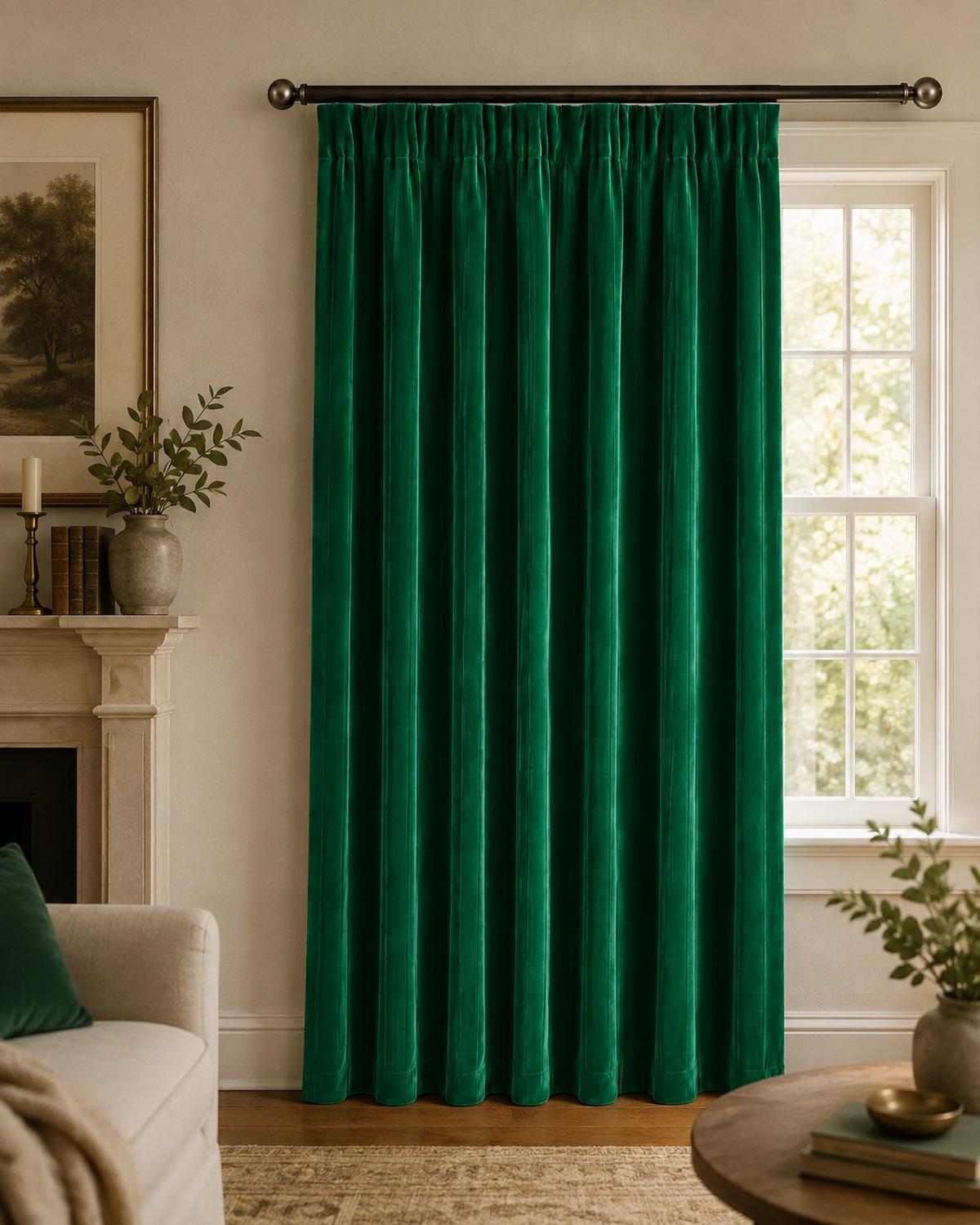 Készfüggöny Deko Samt 140/245 - smaragdzöld, Basics, textil (140/245cm)