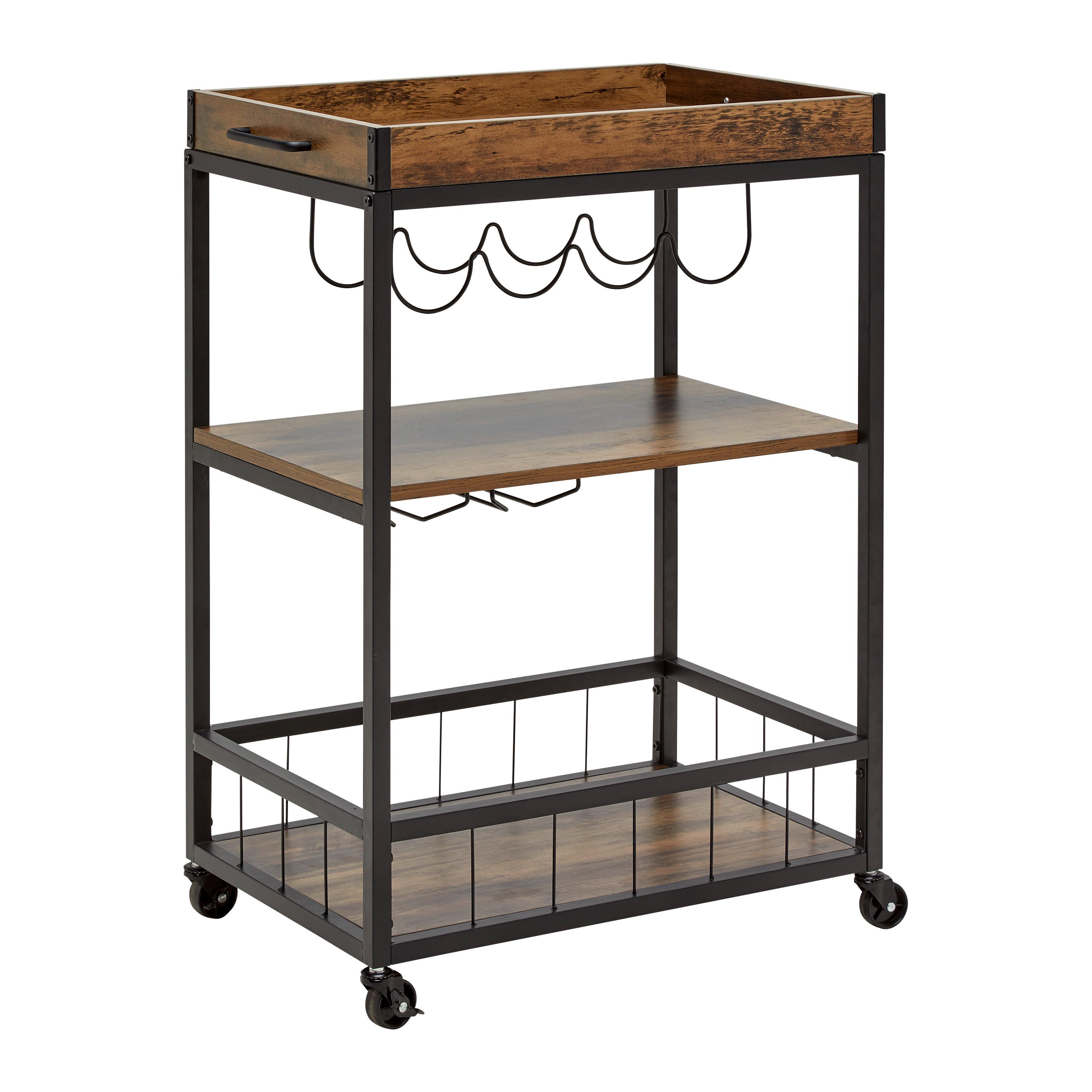 Servierwagen Madras Naturfarben/Schwarz - Schwarz/Naturfarben, Modern, Holzwerkstoff/Kunststoff (67/88/39,5cm) - Mömax