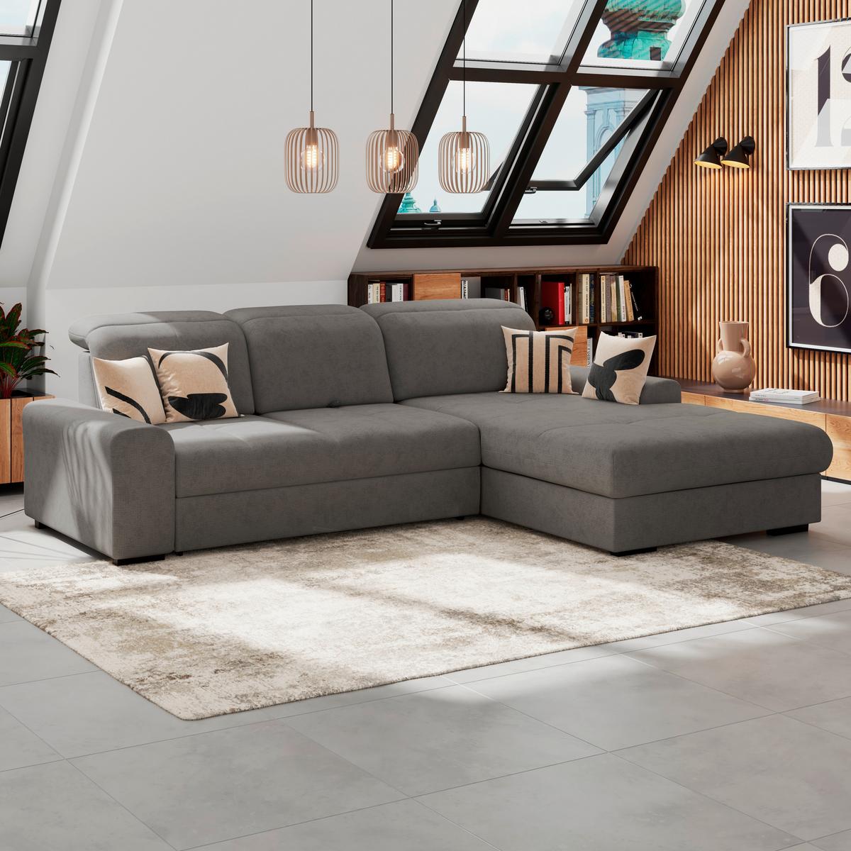 Kutna Garnitura Malaga - crna/antracit, Konvencionalno, tekstil/drvo (286/203cm) - Ondega