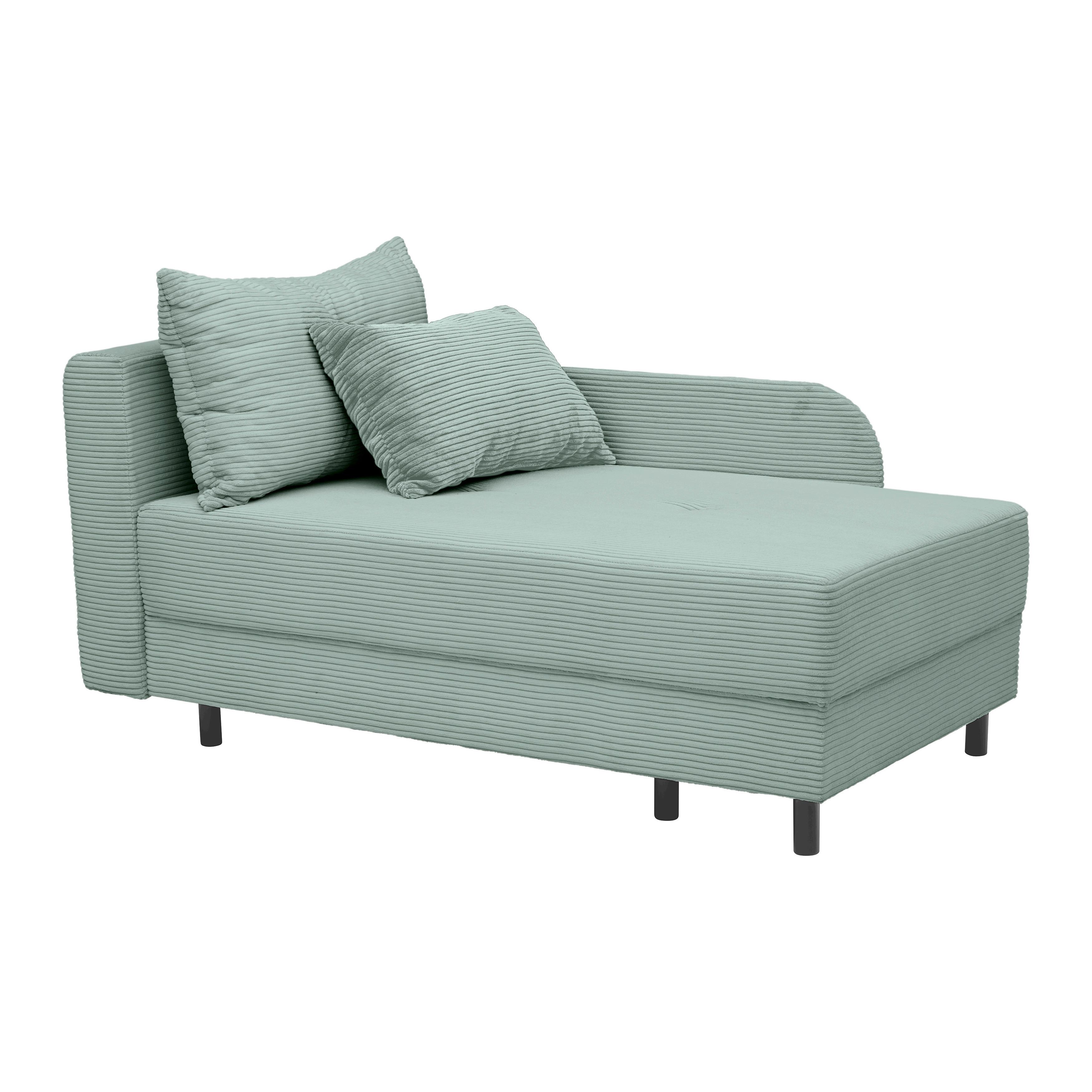 Liege Nova Salbeigrün - Salbeigrün/Schwarz, MODERN, Holz/Textil (85/62/145cm) - Mömax