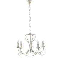 Kronleuchter Candela avorio Weiß max. 6 Watt - Weiß, KONVENTIONELL, Metall (55/55/105cm)