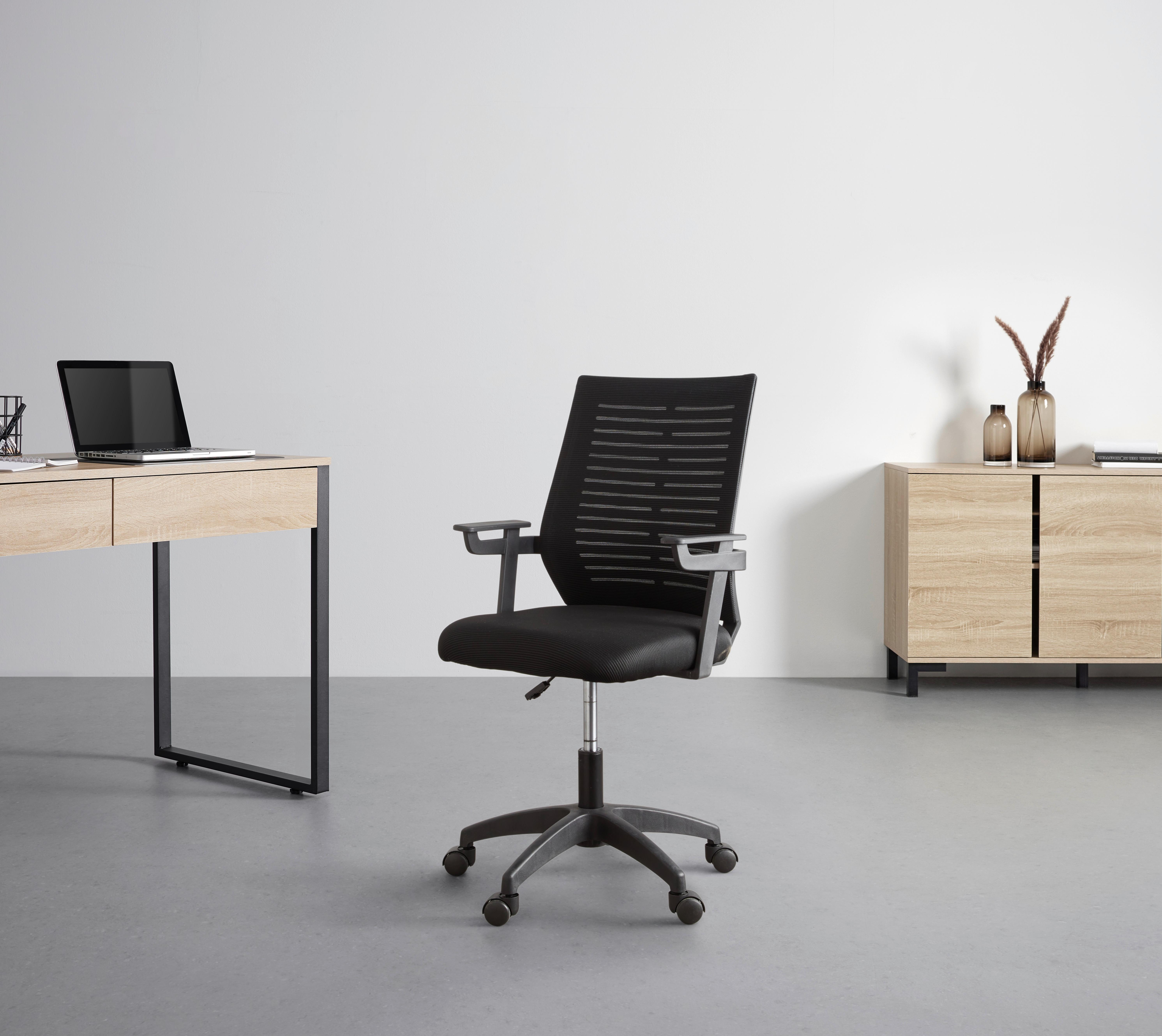 SNURRSTOL ARIANA -EXKLUSIV- - svart, Modern, metall/trämaterial (56/90-100/58cm) - Mömax