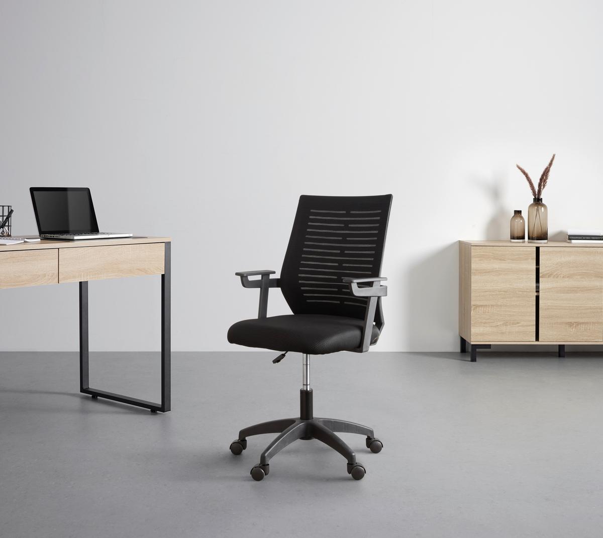 Drehstuhl in Schwarz - Schwarz, MODERN, Holzwerkstoff/Kunststoff (56/90-100/58cm) - Mömax