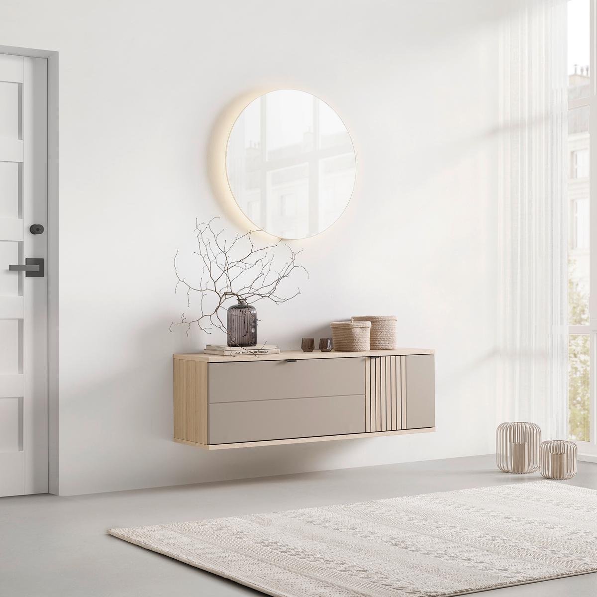 Hängeelement Pisa Taupe/Eichefarben - Taupe/Eichefarben, MODERN, Holzwerkstoff/Metall (133/43/38cm) - Mömax