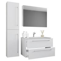 Kopalnica Badinos, Bela - bela/barve aluminija, Moderno, kovina/leseni material (113cm) - MID.YOU