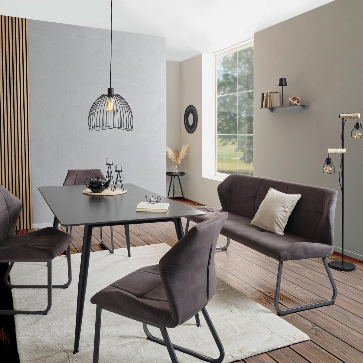 Klop Rimini, Siva - siva, Moderno, kovina/tekstil (160/86/63cm) - Modern Living
