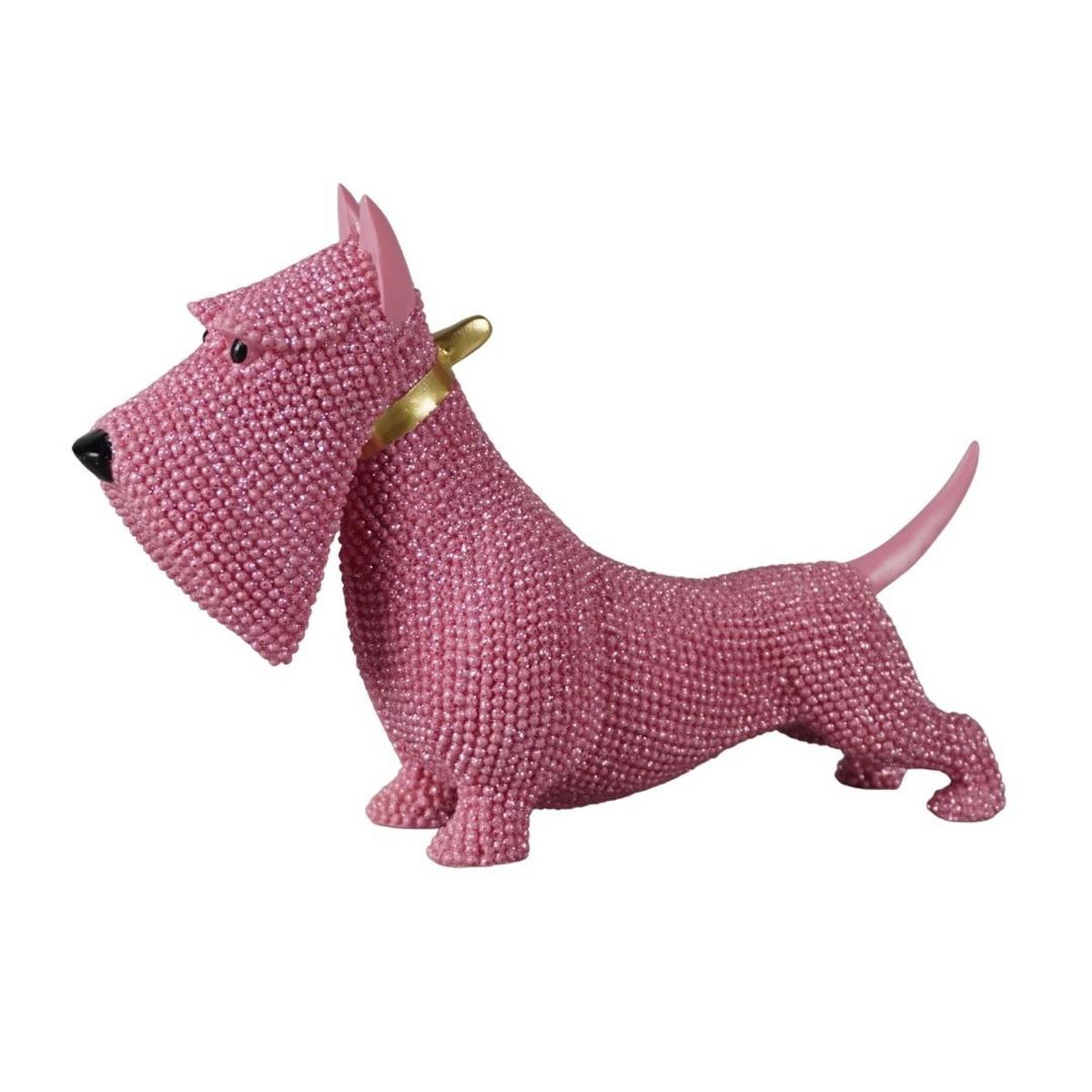 Dekor Kutya Schnauzer - rózsaszín/aranyszínű, műanyag (19/5,8/12,3cm)