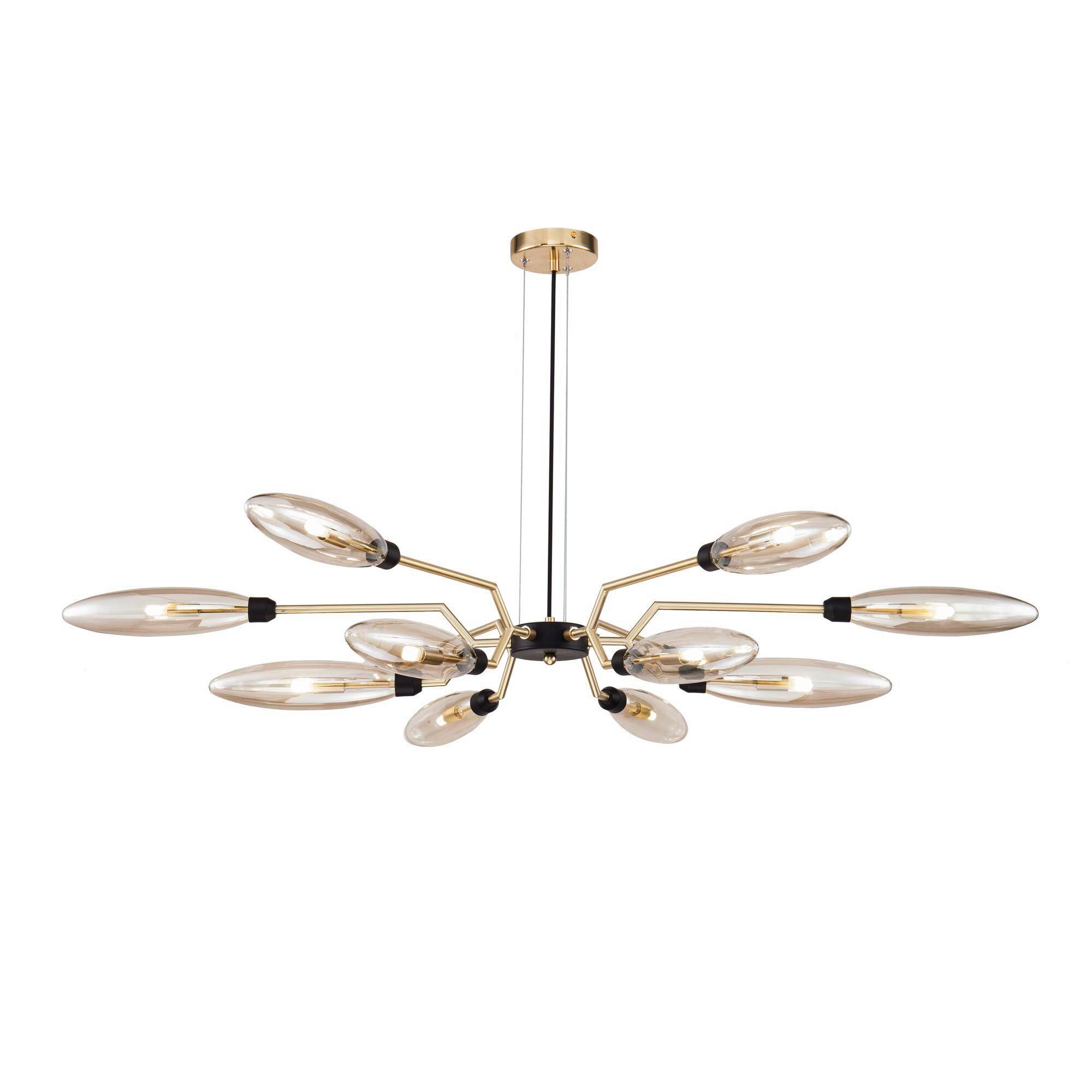 PENDELLEUCHTE VENTURA - Goldfarben/Bernsteinfarben, Trend, Glas/Metall (127/17,5cm) - MAYTONI