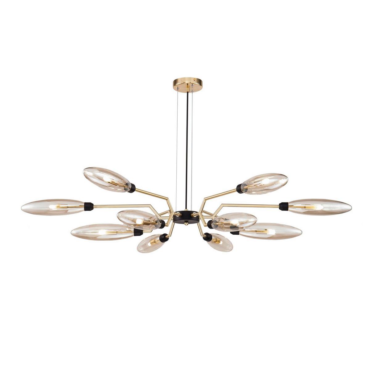 PENDELLEUCHTE VENTURA - Goldfarben/Bernsteinfarben, Trend, Glas/Metall (127/17,5cm) - MAYTONI