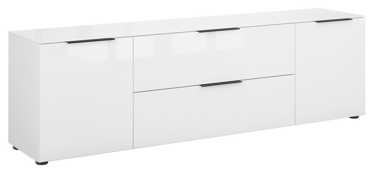 KOMODA NISKA STYLE - biały wysoki połysk/czarny, Basics, materiał drewnopochodny/tworzywo sztuczne (180/53,9/40cm)