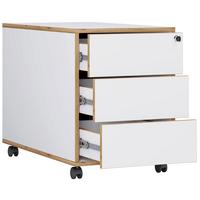 Predalnik Na Kolescih Salia T45, Bela, Barva Hrasta - črna/bela, Design, umetna masa/leseni material (42/50/45cm) - MID.YOU